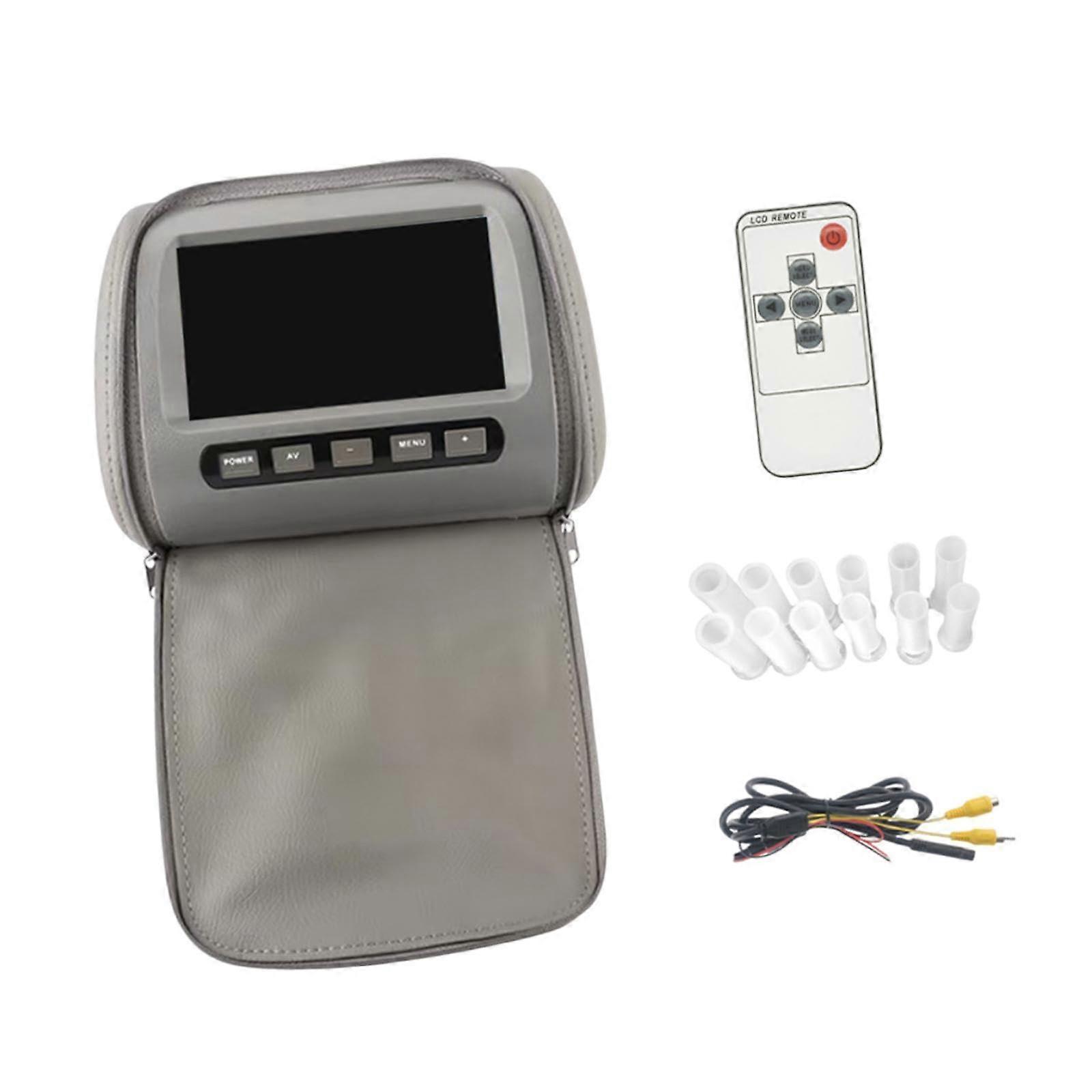 Car Headrest Pillow Display 800x480 Resolution DC12V Multilingual Menu Gray Automotive Travel Accessory