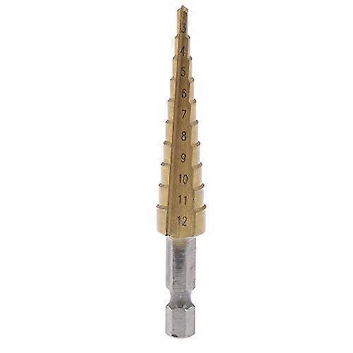 3-12 mm Step Drill Bit High-Speed Steel Titanium Coated for Metal Wood Drilling Quality Electric Tools 1 Piece