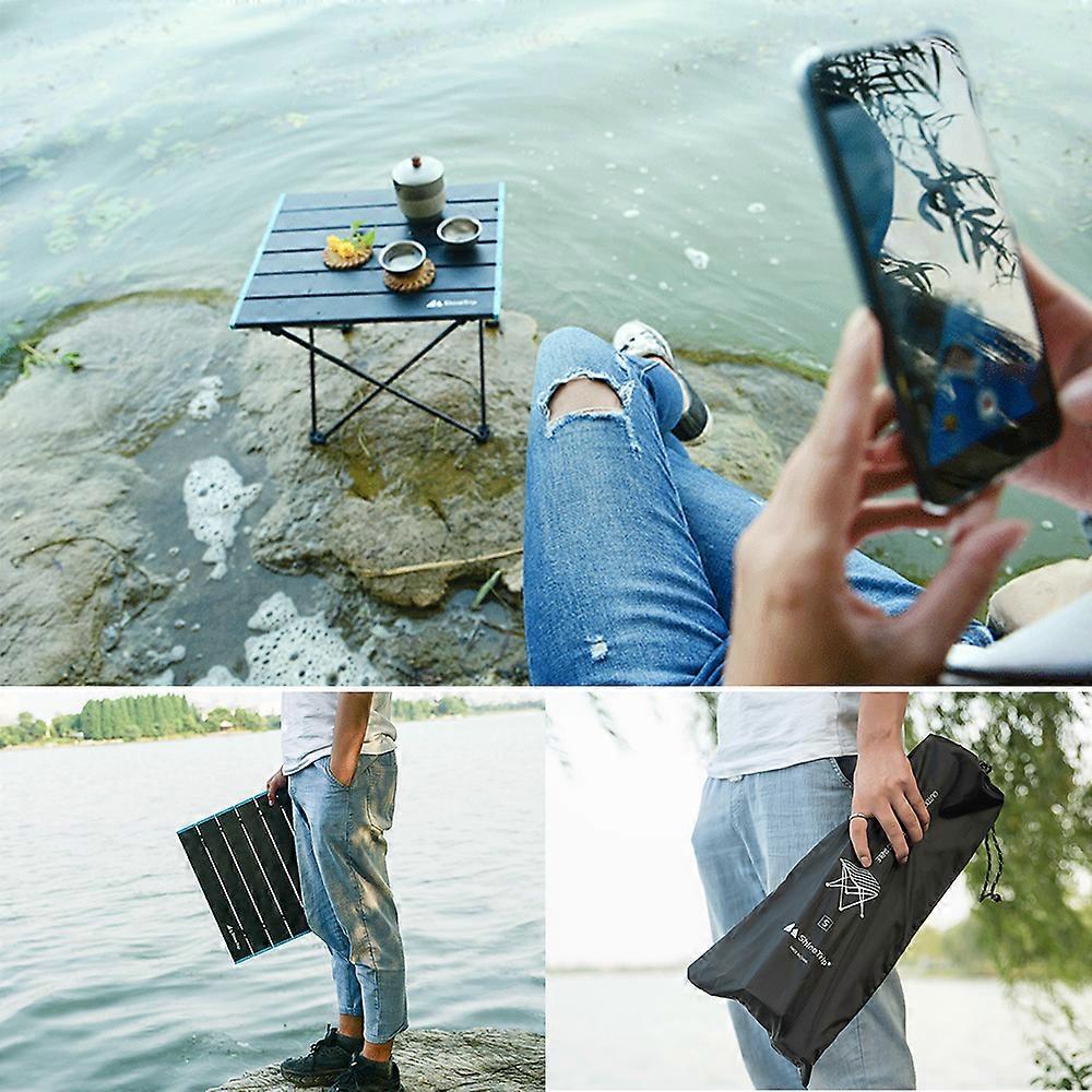 Outdoor Folding Picnic Table with Seat Pocket Camping Desk with Waterproof Tableware Clothes Storage Bag Camping Backyard Use