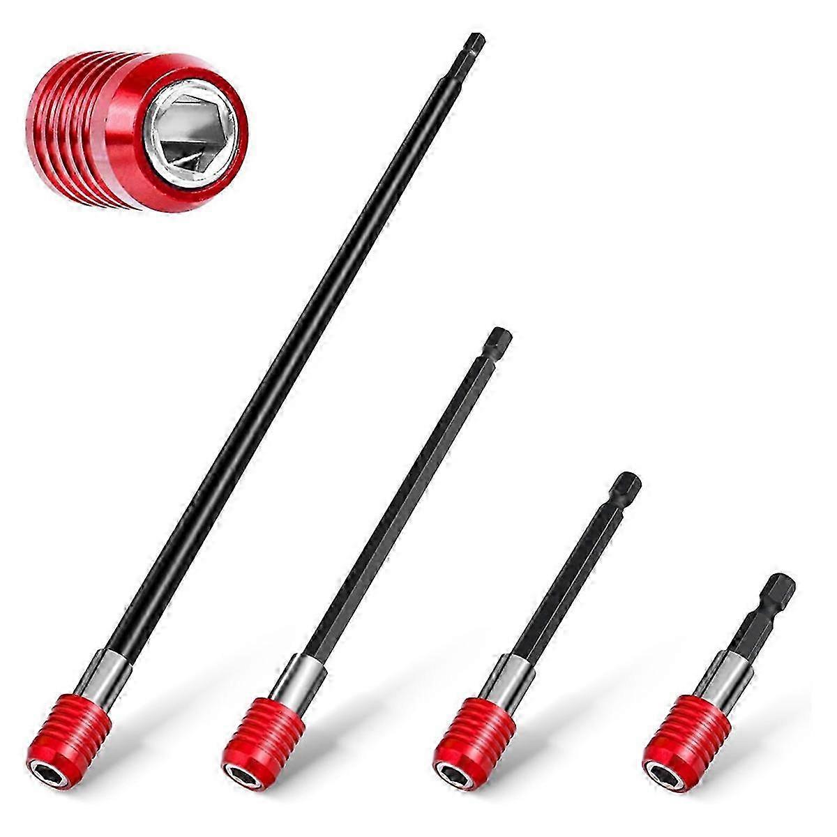 Drill Bit Extension Set with Magnetic Bit Holder - 2/4/6/12 Inch & 1/4 Inch Hex Bit Holder for Various Drilling Needs