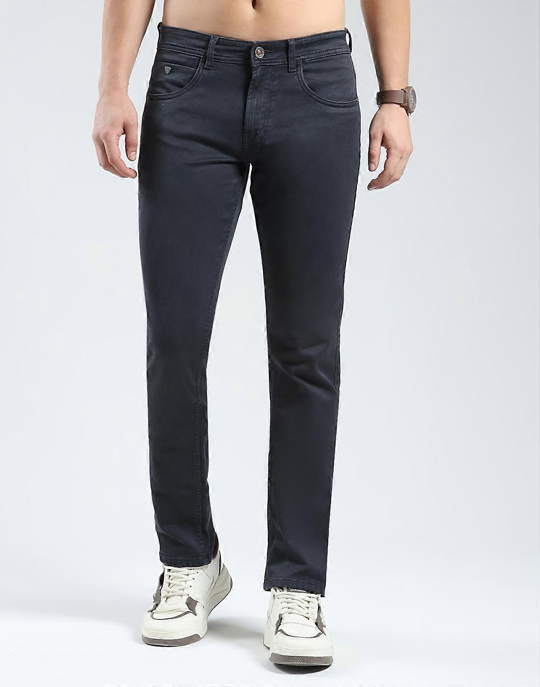 Monte Carlo Men's Solid Regular Fit Jeans Navy Blue 30