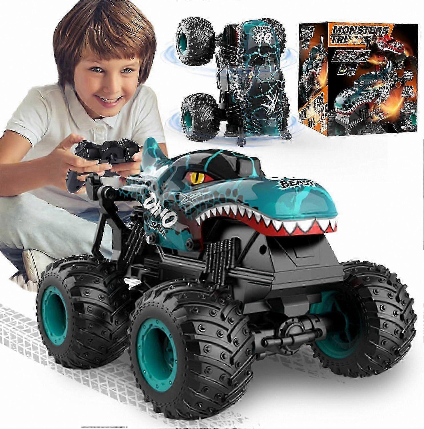 1:20 Scale Dino-Themed RC Truck with Lights, Music, 360° Spins & 2.4GHz Remote Control for Kids