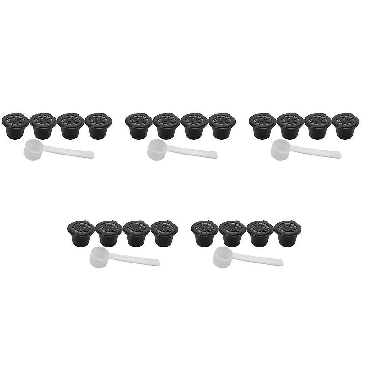 20X Refillable Reusable Coffee Capsules Pods for Machines Spoon