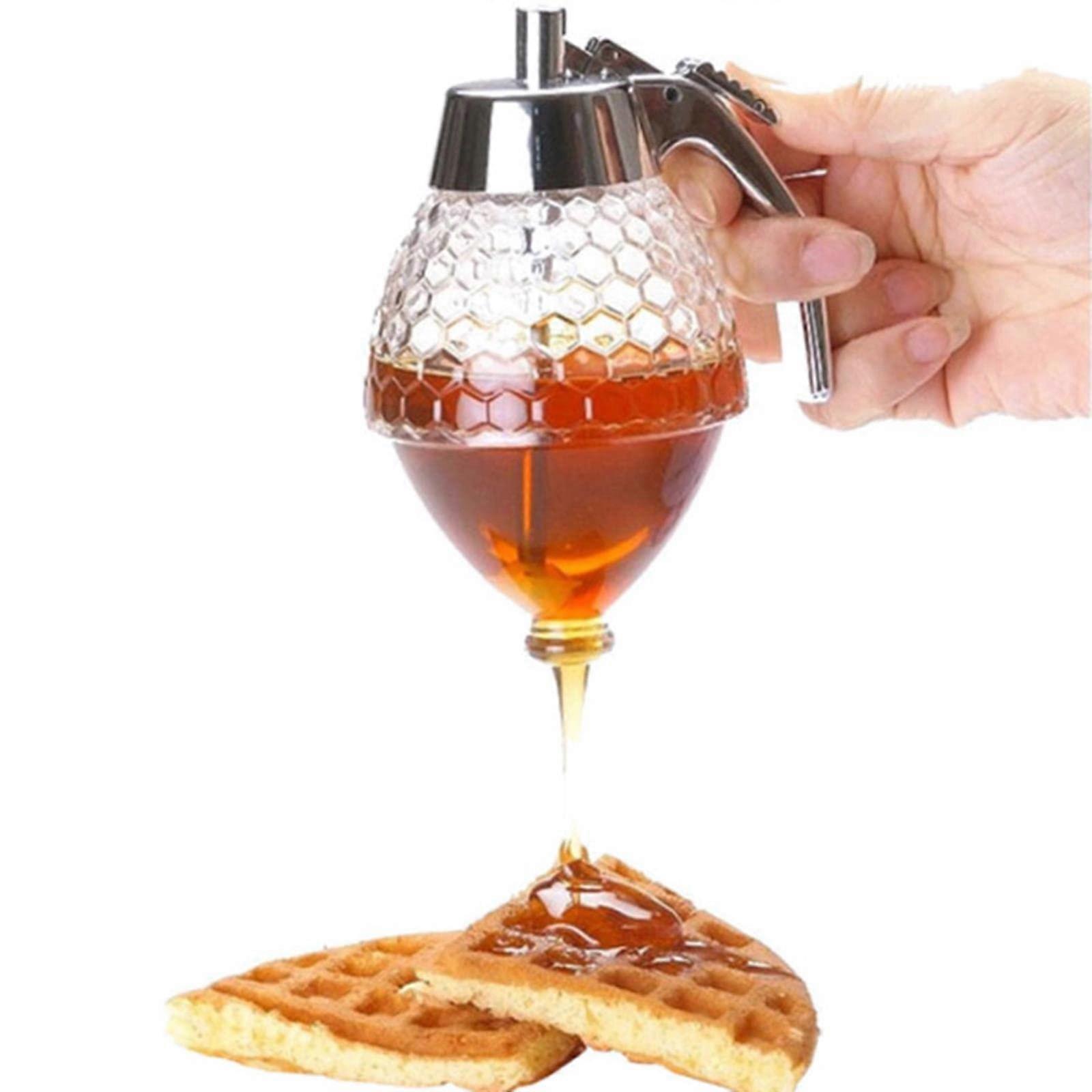 Honey Dispenser Jar, Acrylic Portable 200ml Drip Stand For Honey, Syrup, Juice, Clear