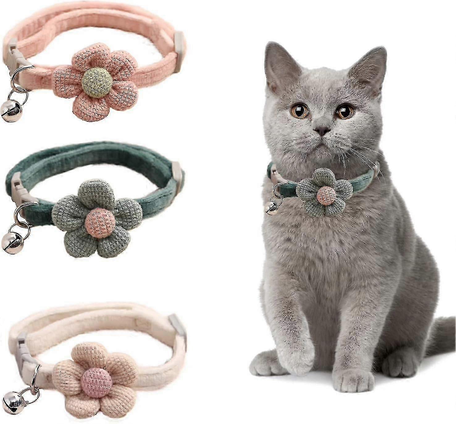 3pcs Cat Collar with Flower
