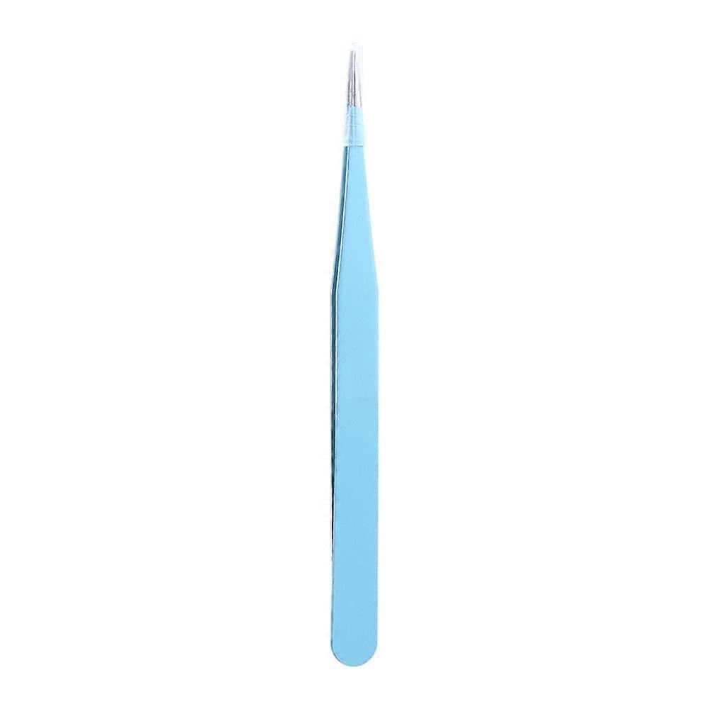 Stainless Steel Tape Sticker Tweezers for Nails, Beads, Sequins - Portable Straight Picking Tool in Blue