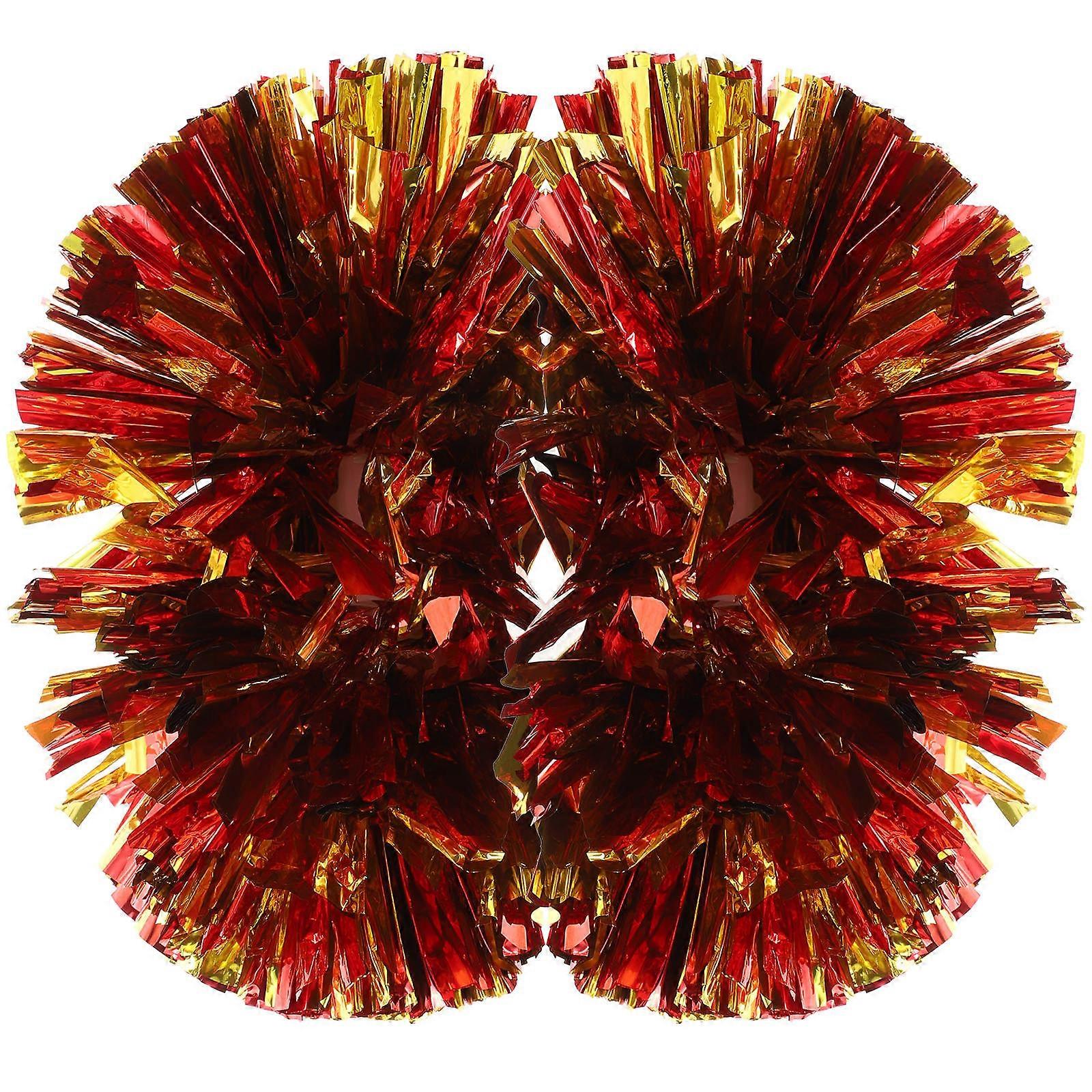 Multi-Colored Cheerleading Pompoms with Smooth Handles for Sports Events 2pcs PET