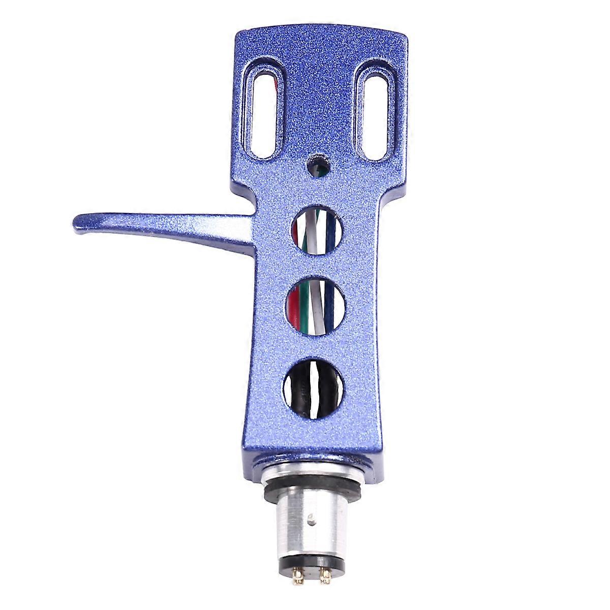 Universal HiFi DJ LP Turntable Headshell Mount Aluminum Alloy Chrome Plated 4PIN Connector Includes Wires Blue