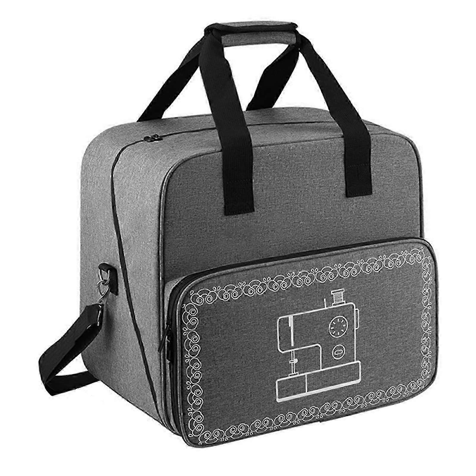 Portable Sewing Machine Bag Organizer for Large Machines, Universal Storage with Wires, Needles, Scissors Kit in Gray