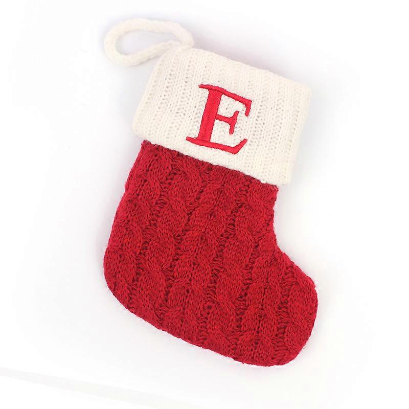 Christmas Stockings Xmas Gift Snowflake Knitting Tree Pendant Decorations for Home Alphabet Red Stocking Christmas Letters