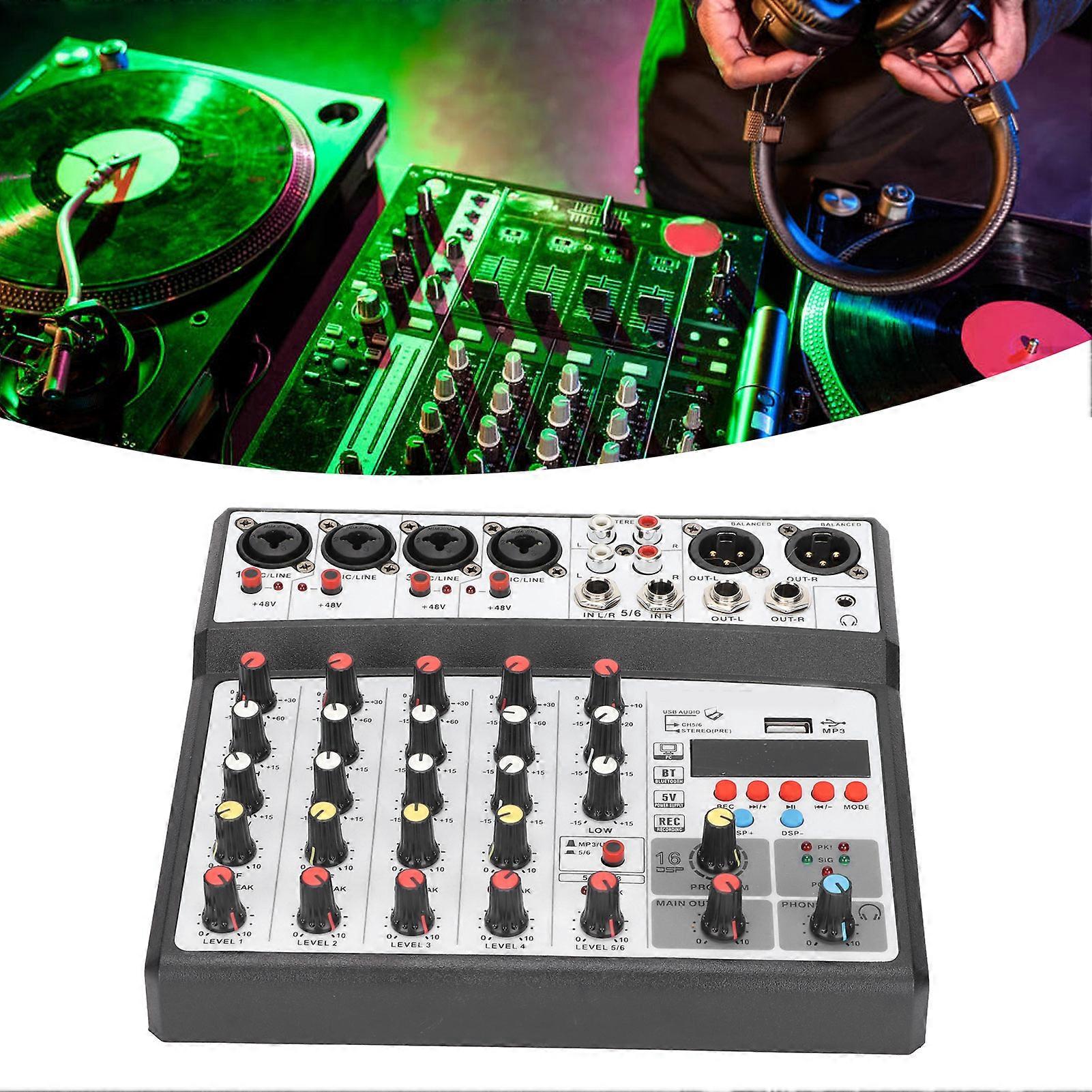 BNG-06 6 Channel Digital Audio Mixer Bluetooth 5.0 Black EU Plug