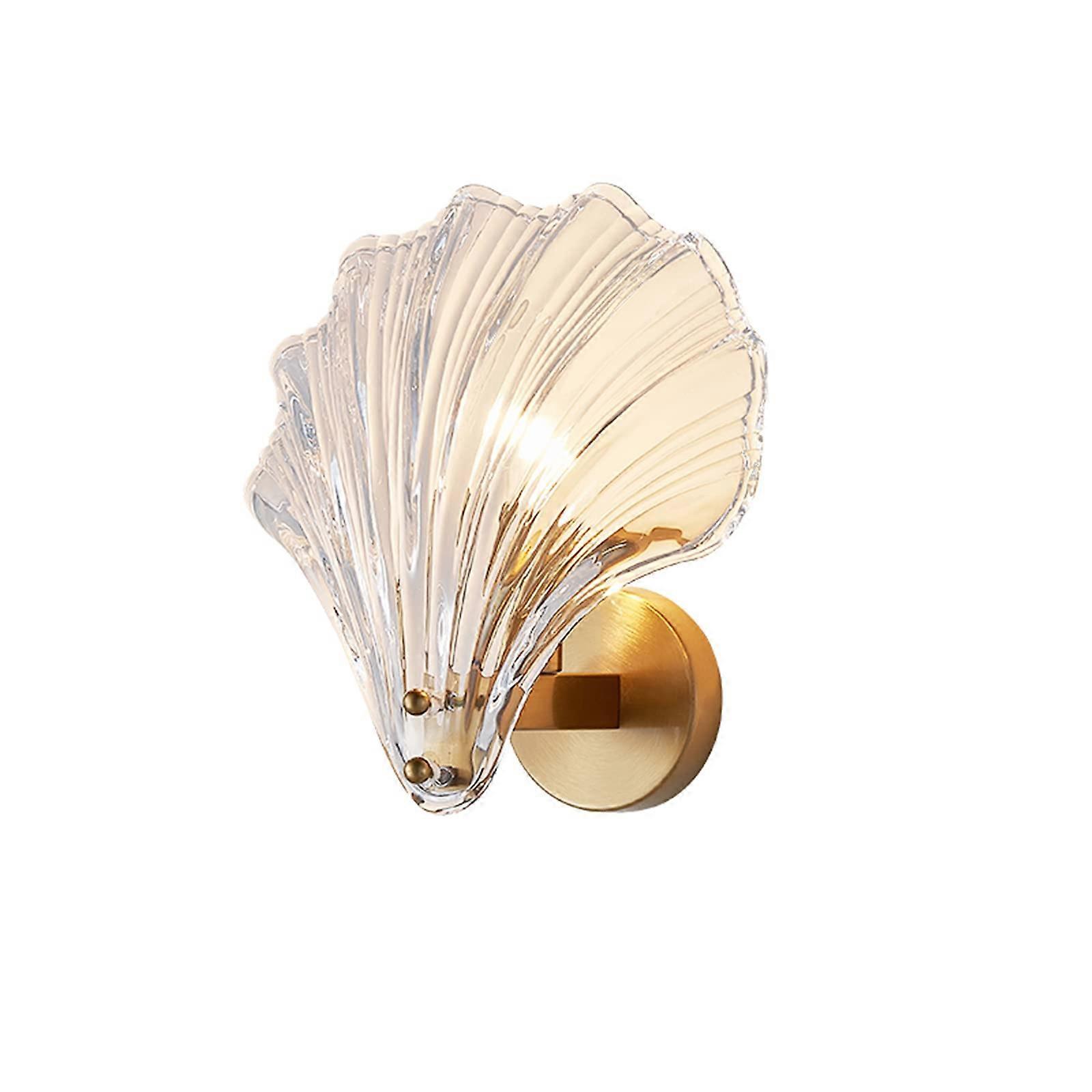 Shell Crystal Wall Lamp Clear Crystal Gold Base Shell Wall Sconce Light For Bedside