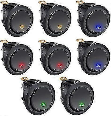 /8 Pieces Toggle Switch 20A 12V DC ON/OFF SPST Round Automotive Rocker Switch