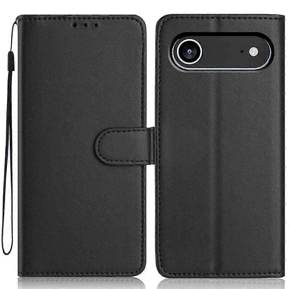 Compatible For iPhone 17 Air Wallet Case with Strap / Multiple Card Slots Solid Color Leather Stand Phone Cover