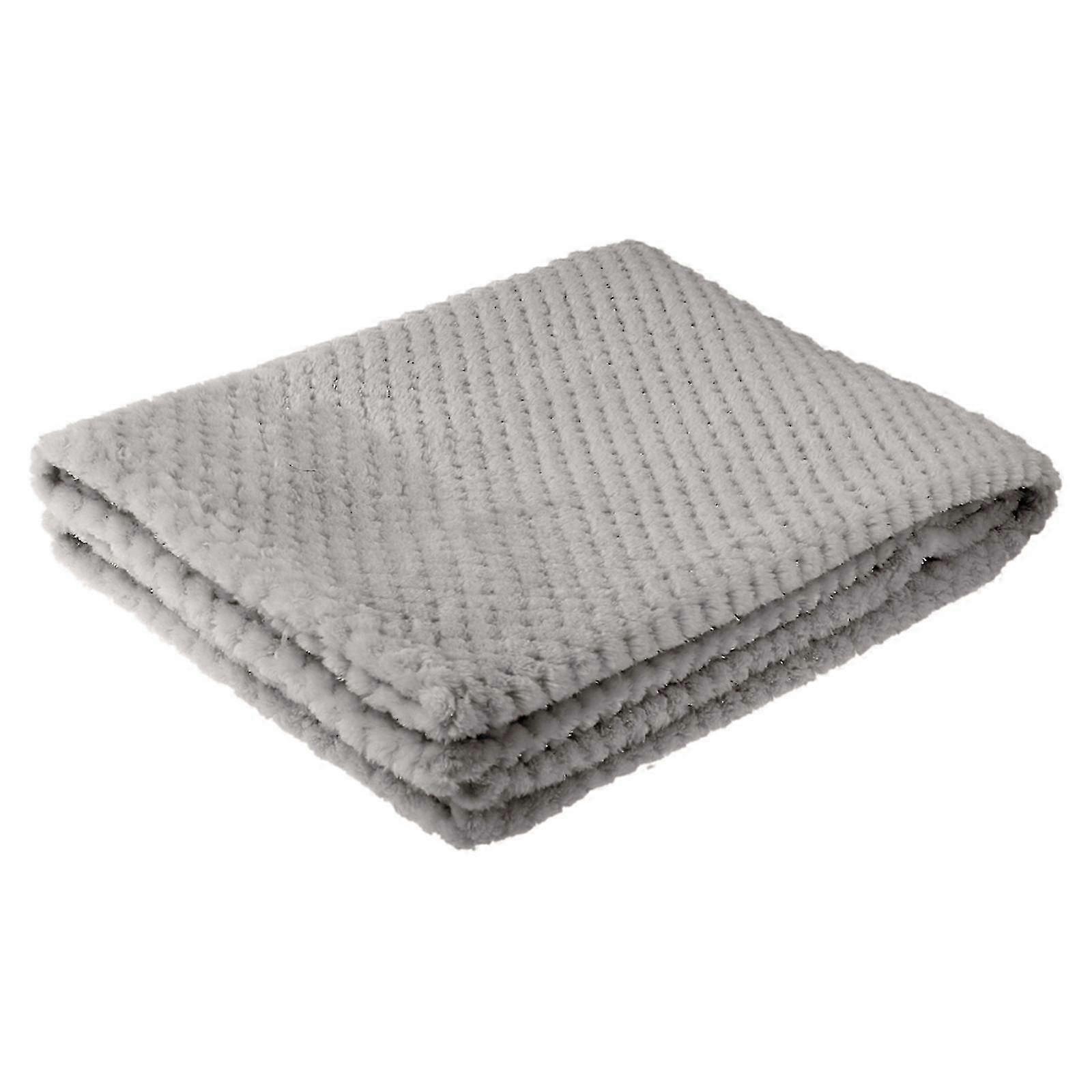 Thickened Solid Color Pineapple Grid Blanket Coral Fleece Lightweight Blanket 180x200cm Water blue