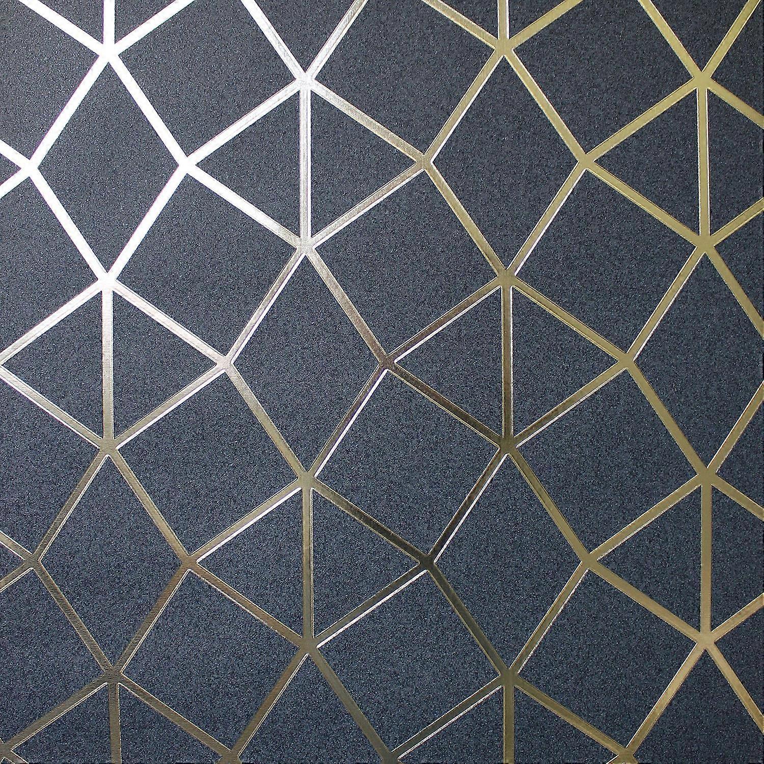 Vymura Foil Navy Geo Wallpaper