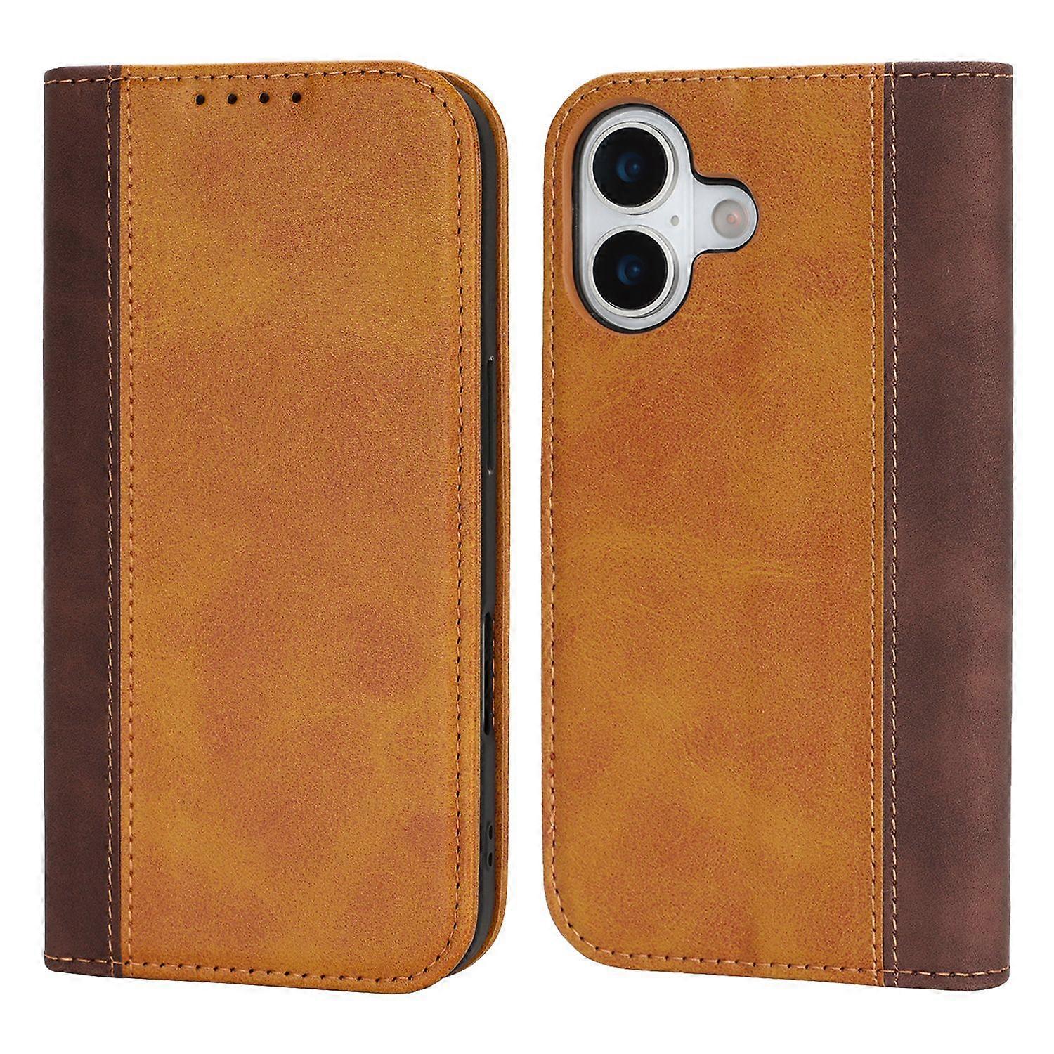 For iPhone 17 Case Calf Texture 3 Card Slots Color Splicing Leather Phone Cover
