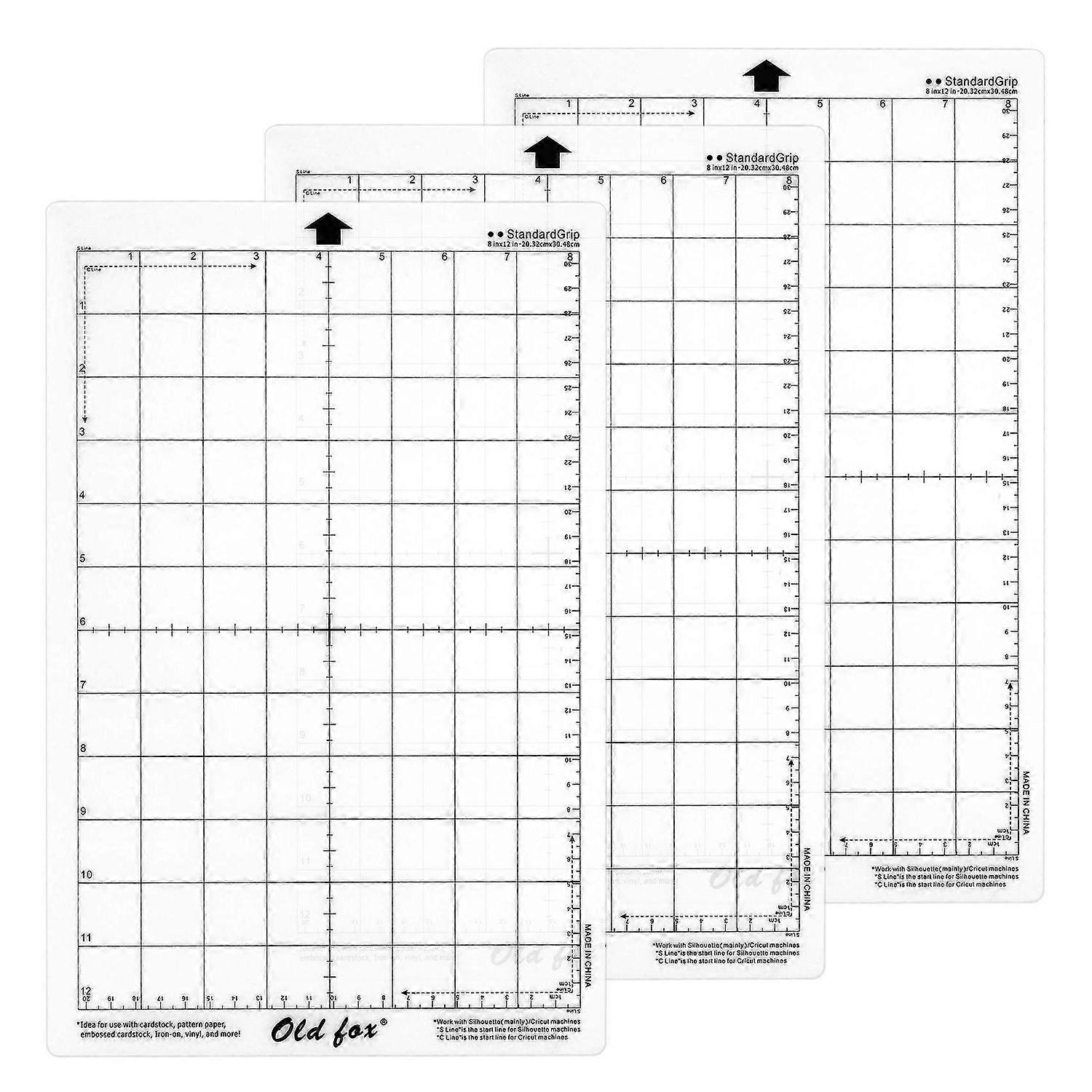 3Pcs Cutting Adhesive Mat with Measuring Grid 8 By 12 Inch