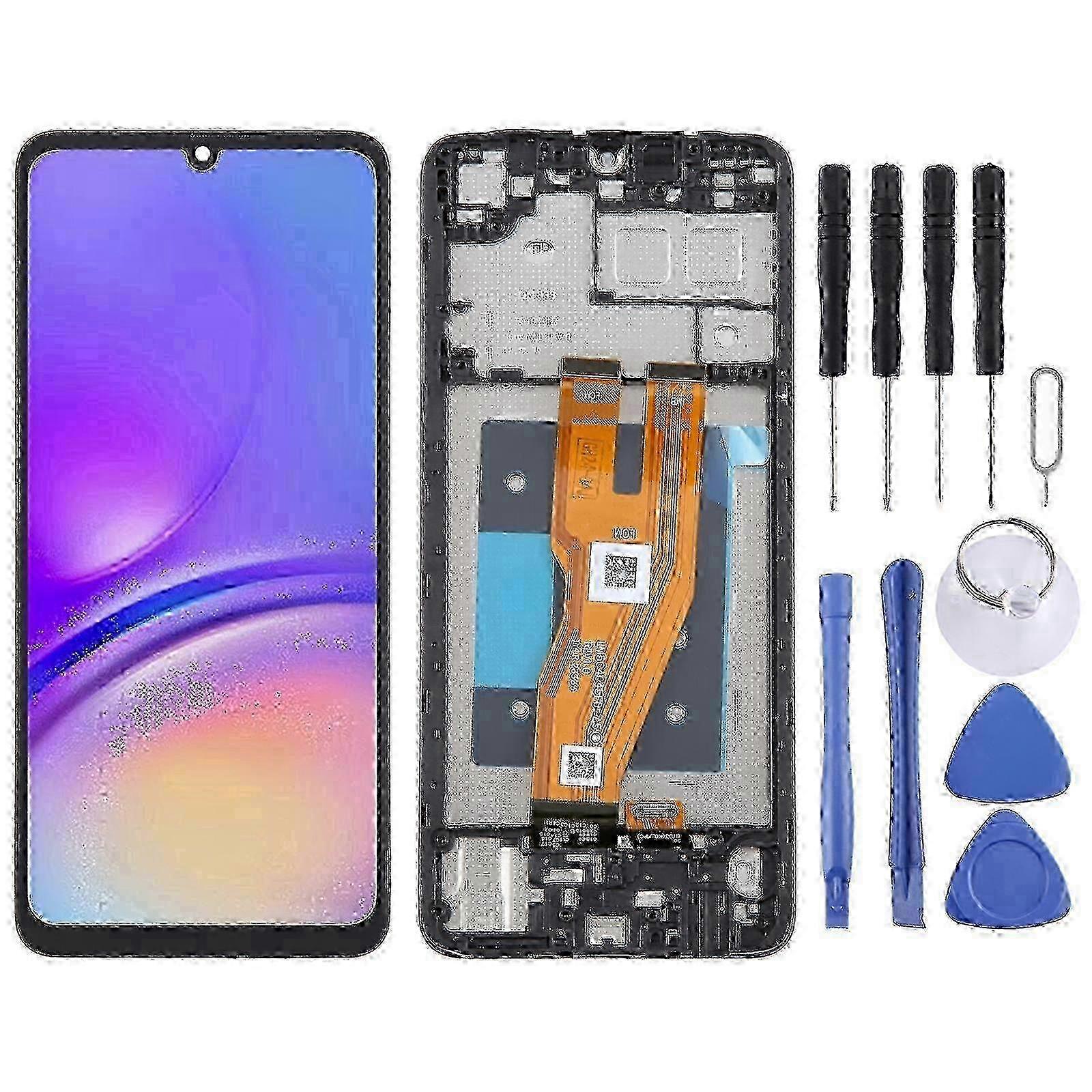 For Samsung Galaxy A05 SM-A055F COMPATIBLE LCD Screen Digitizer Full Assembly with Frame (Black) hwy