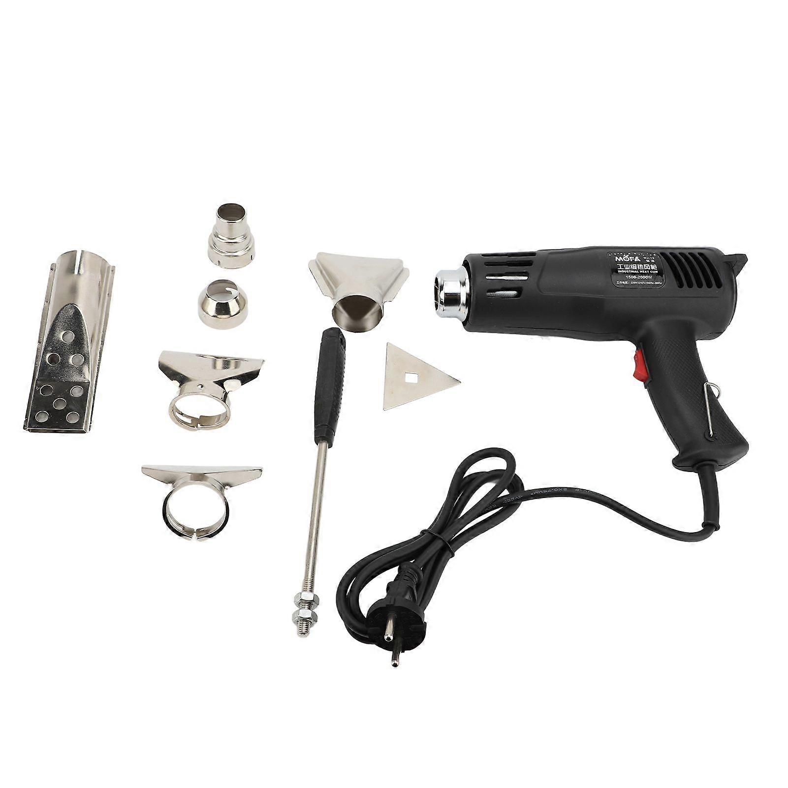 Industrial Grade 1200W Dual Temperature Hot Air Gun with Rotating Nozzle Stand and Insulated Heating Wire for Car Film Wrapping 220V 50Hz EU Plug