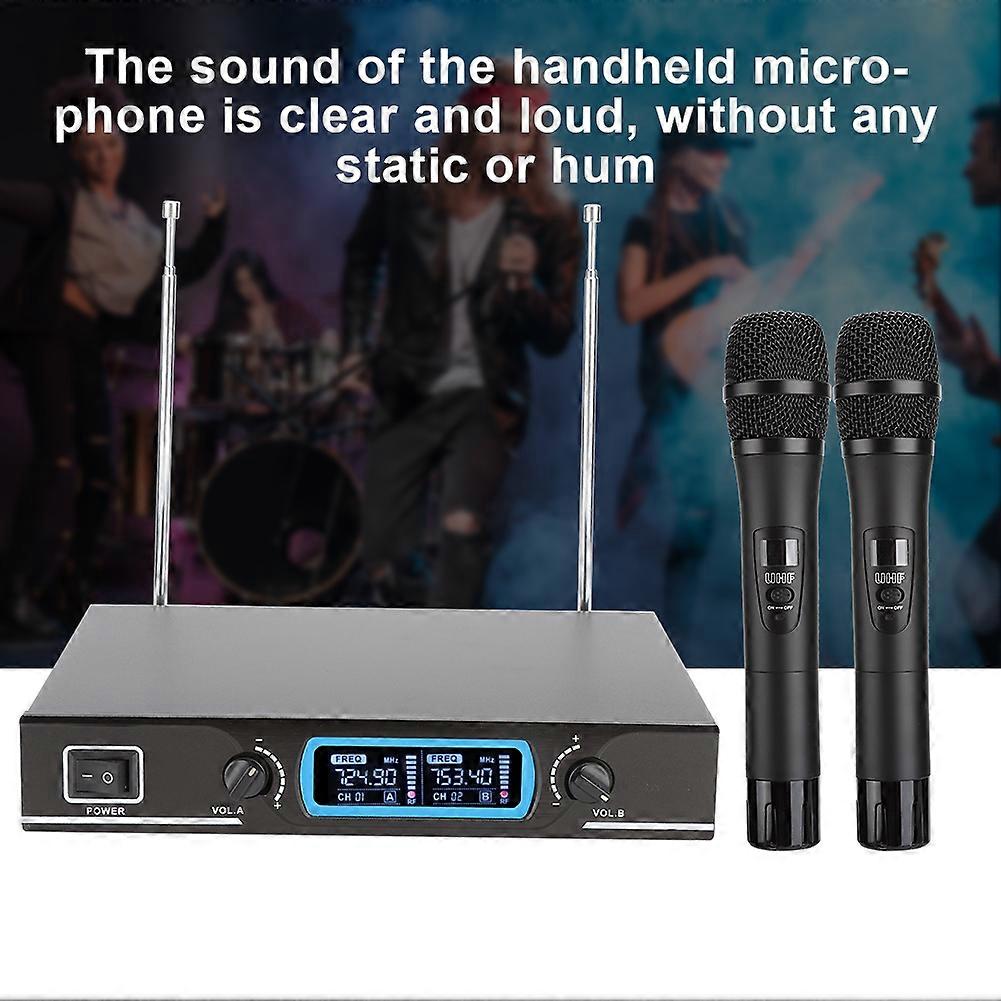 UHF Portable Wireless Dual Handheld Mic Set with Receiver FM