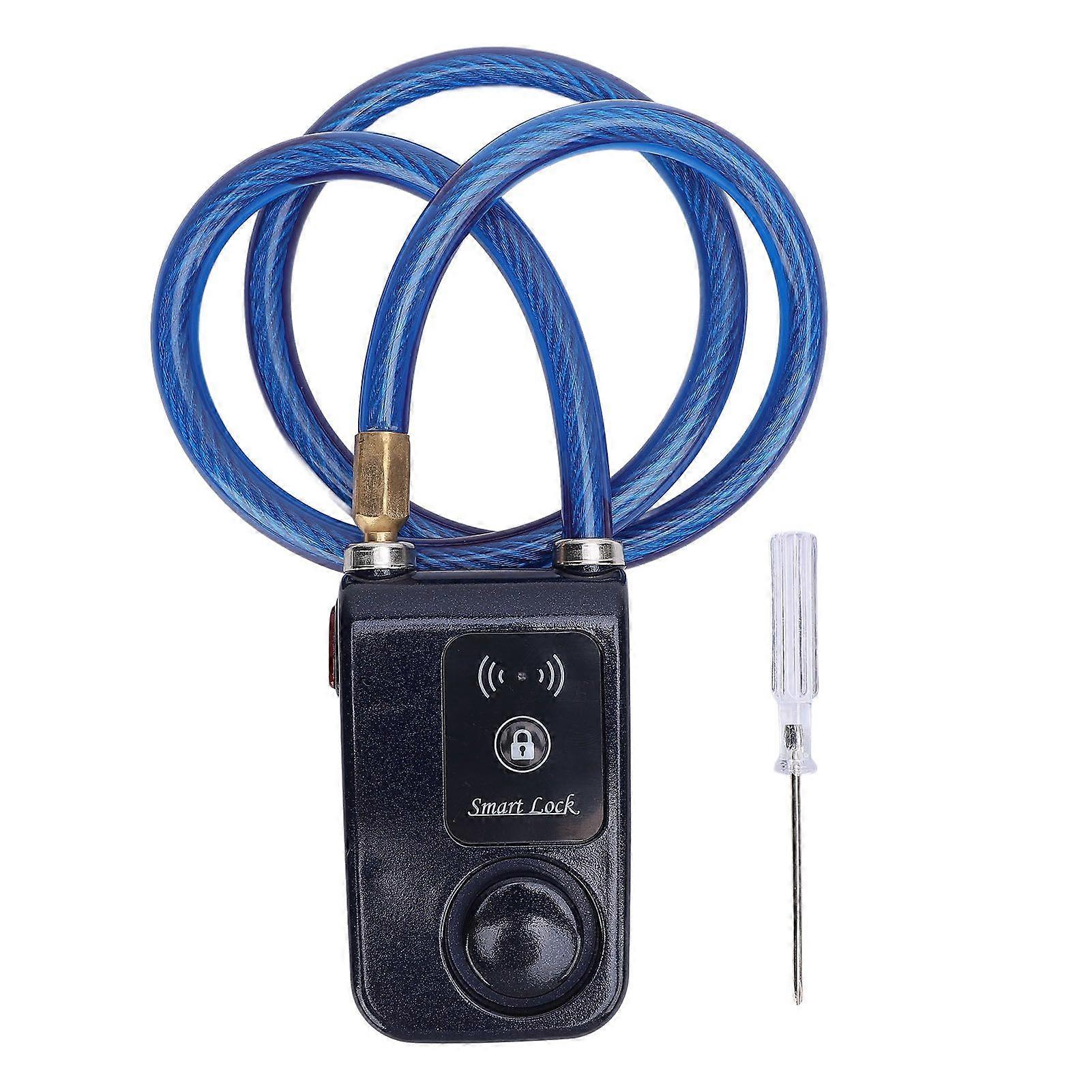 Keyless Bluetooth Motorcycle Lock IP44 Water Resistant Cycling Lock with Alarm APP Unlocking Vibration Alarm Anti Theft Smart Lock Blue