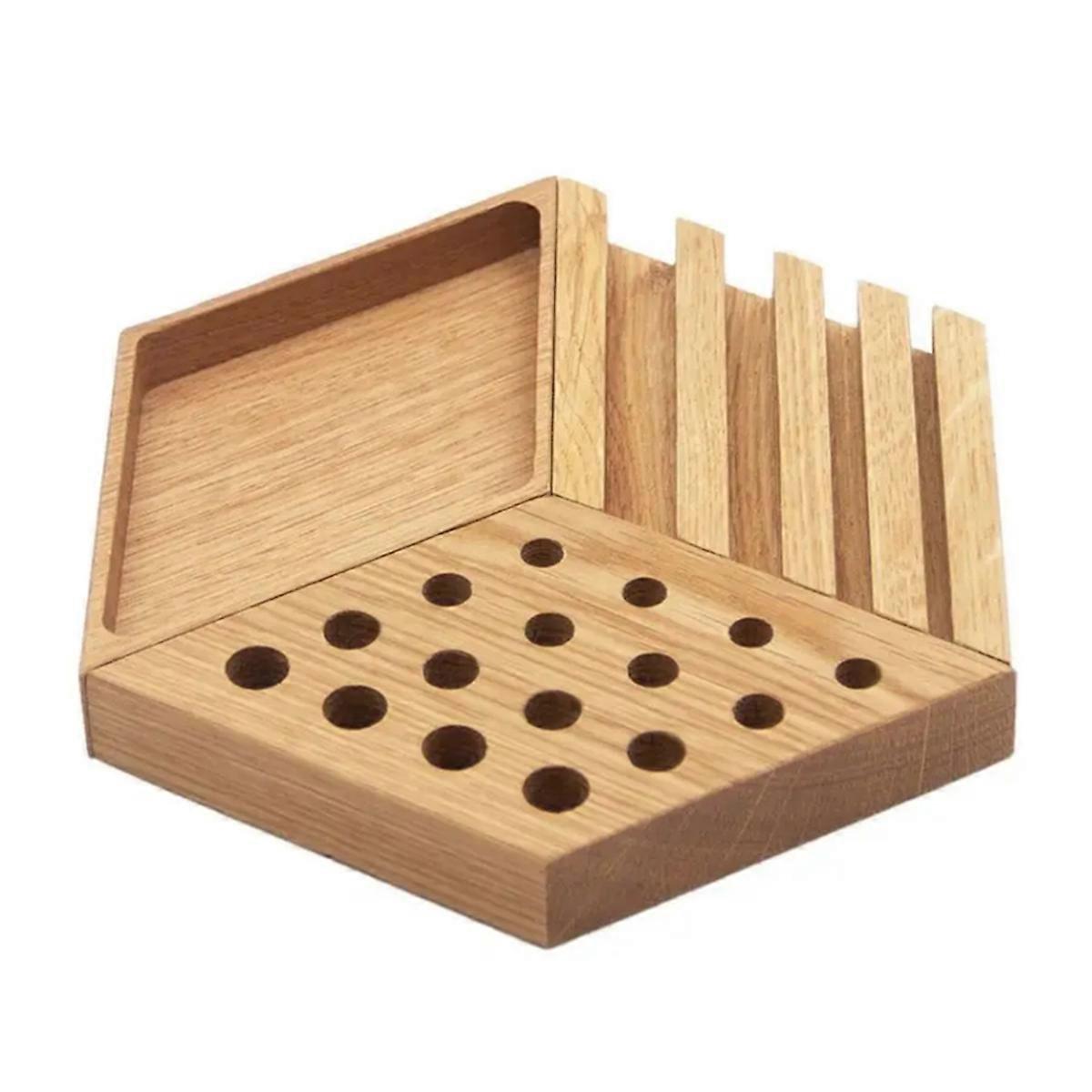 Wooden Desktop Storage Tray Business Card Storage Multifunctional Storage Leather Craft Tool Rack Pen Holder