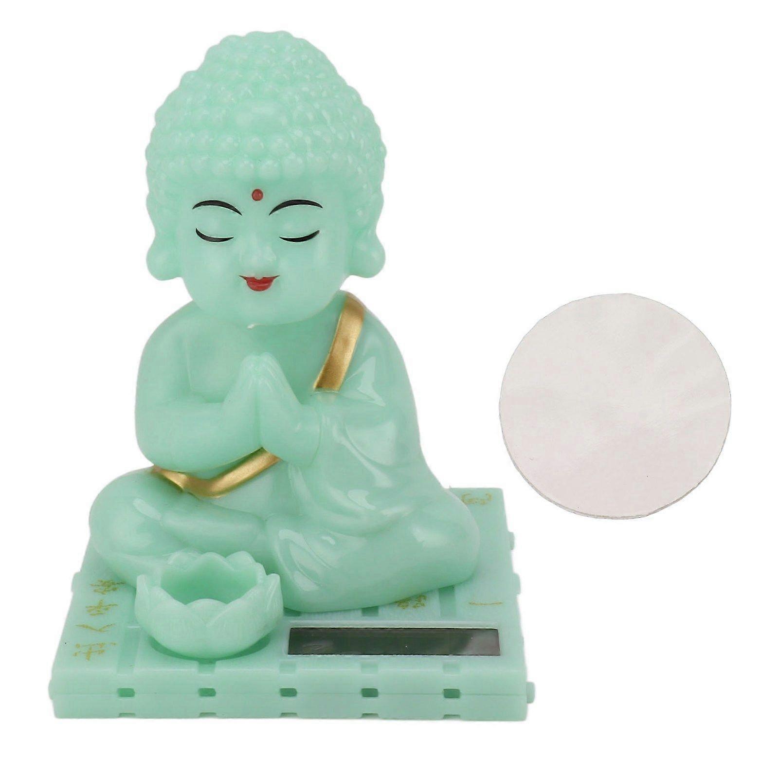 Buddha Ornament Solar Powered Luminous Nodding Head Buddha Statue Toy for Car Dashboard Ornament Desktop Decor Chinese New Year Gift Square Bottom