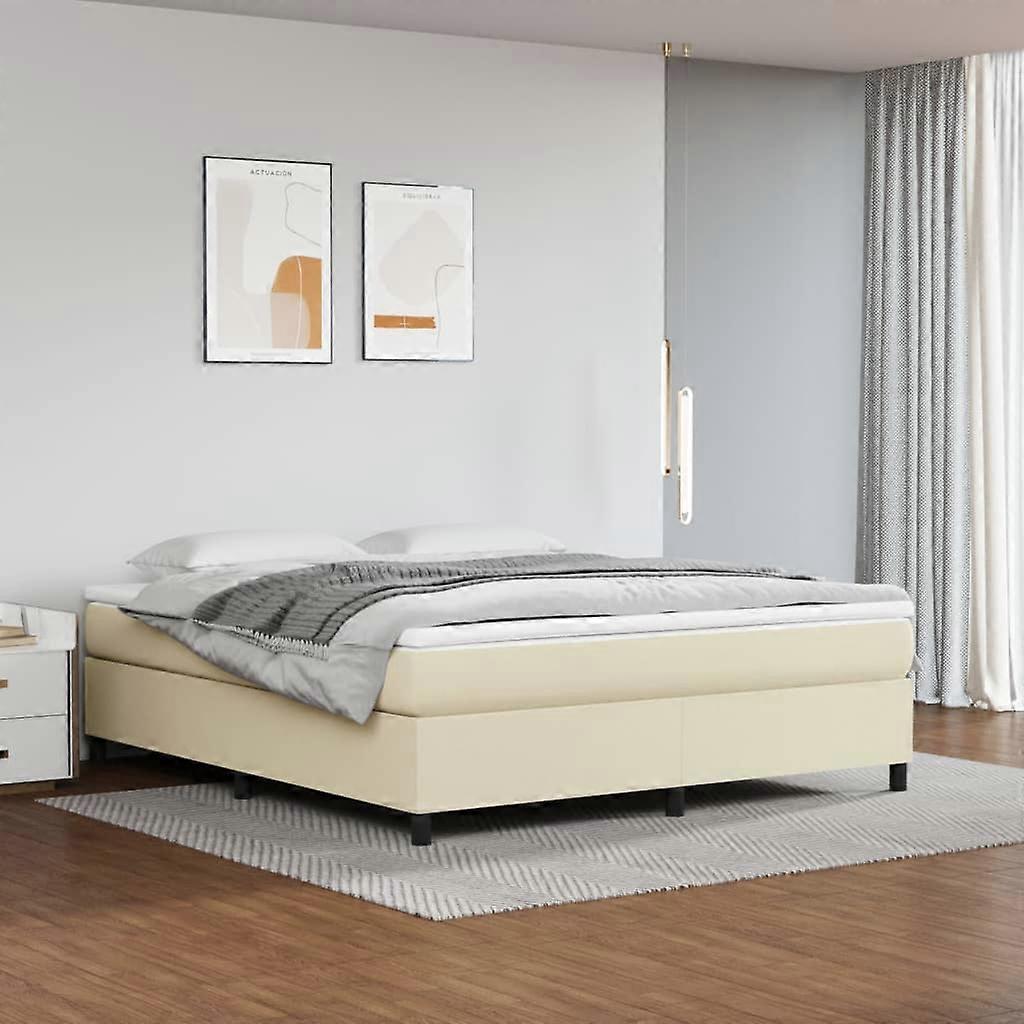 Boxspringbettgestell Creme 180x200 cm Kunstleder