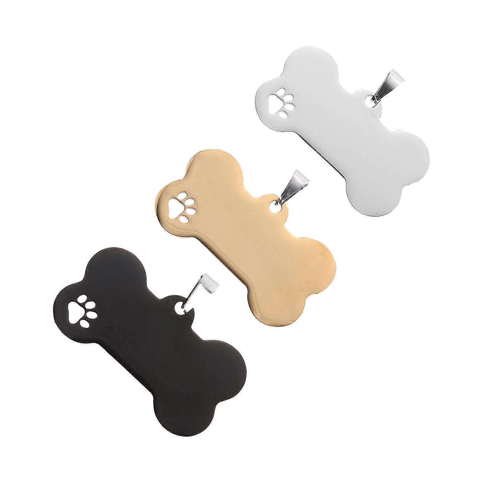 Pet Tag Puppy Blank Name Tag for Anti-Lost Use 3Pcs Durable Stainless Steel