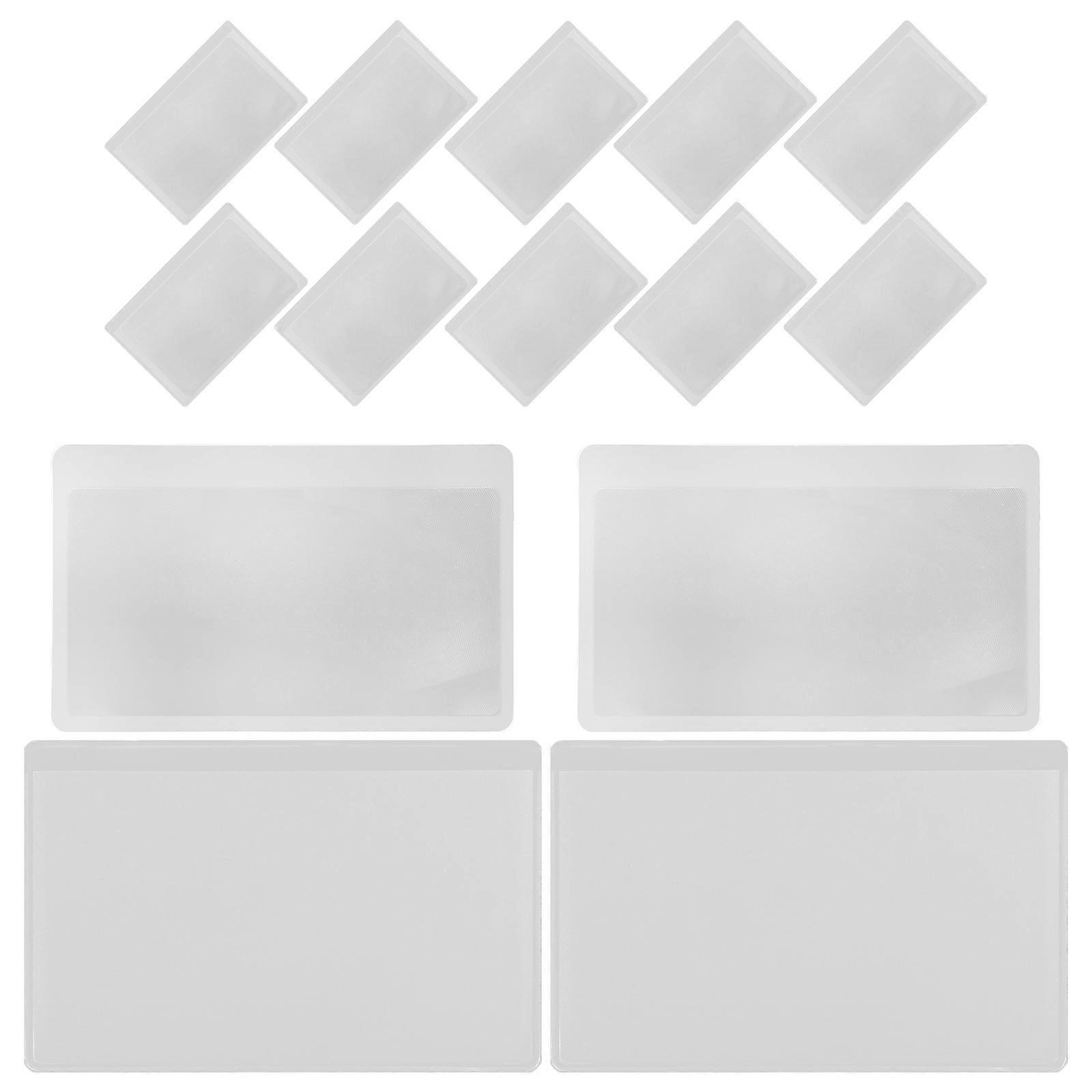 Business Card Magnifier Transparent Compact PVC Magnifying Glass for Reading 12Pcs