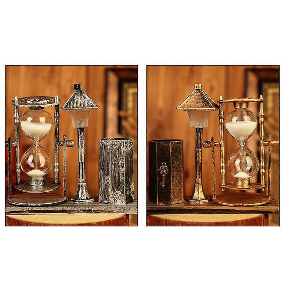 Desktop Hourglass Lamp Pen Holder with Light for Home
