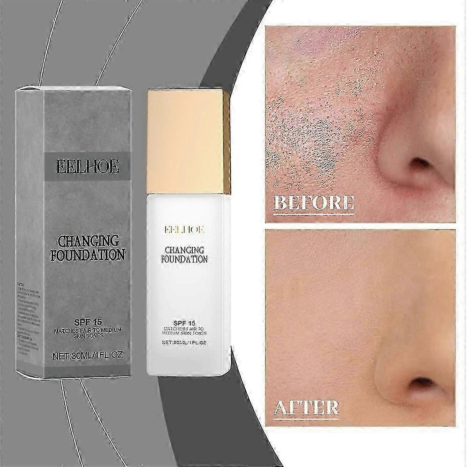 Changing Foundation Nature Colour-Changing Foundation for Women, Hydrating Magic Skin Changing Foundation, Moisturizing Light Weight Non-Greasy