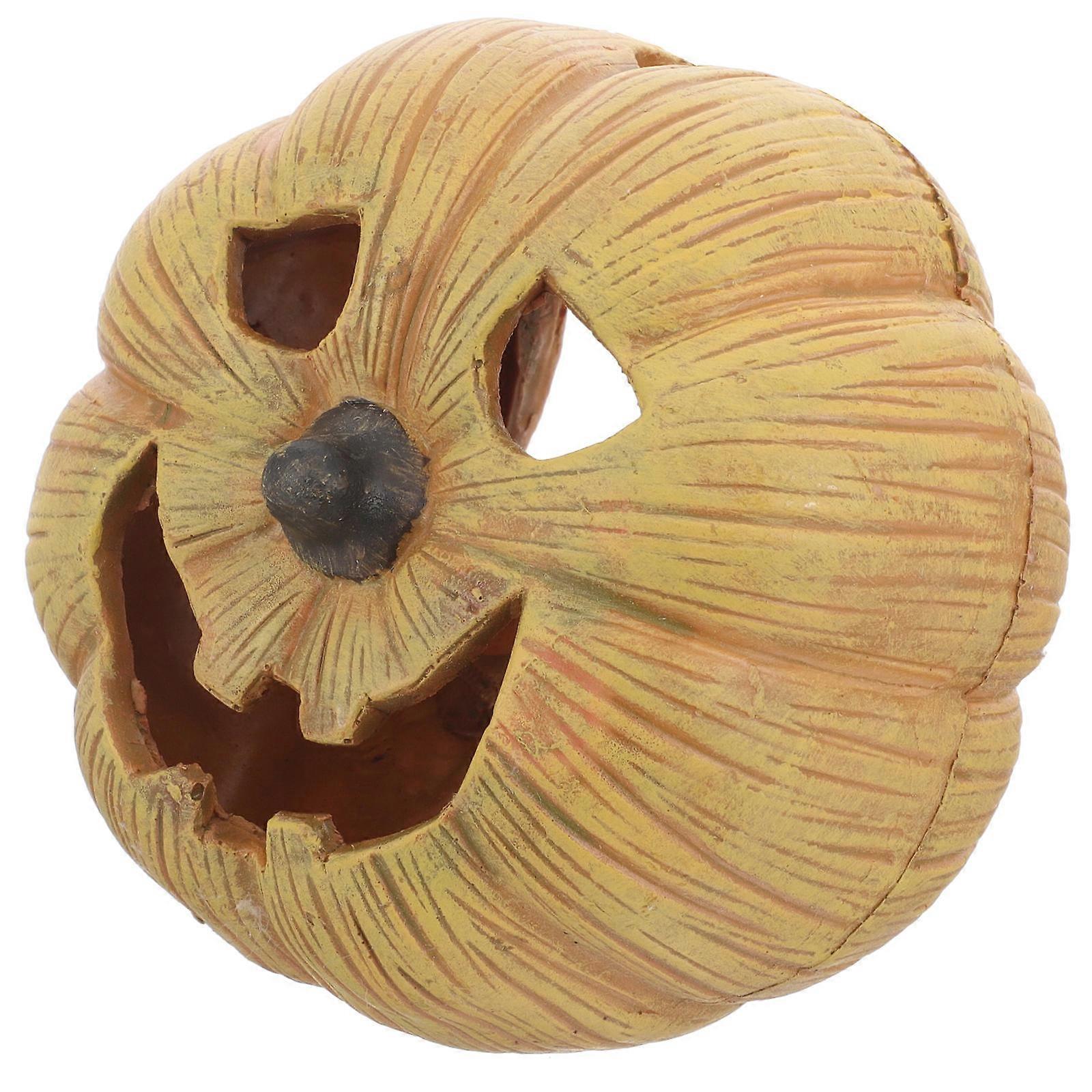 Reptile Hide Pumpkin Cave for Safe Shelter 3Pcs Beige Resin Hideout