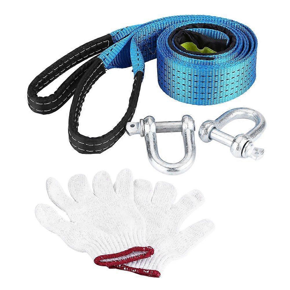 Car Trailer Tow Rope Road Recovery Towing Cable with Reflective Strip Hooks 8 Tons 3 Meters