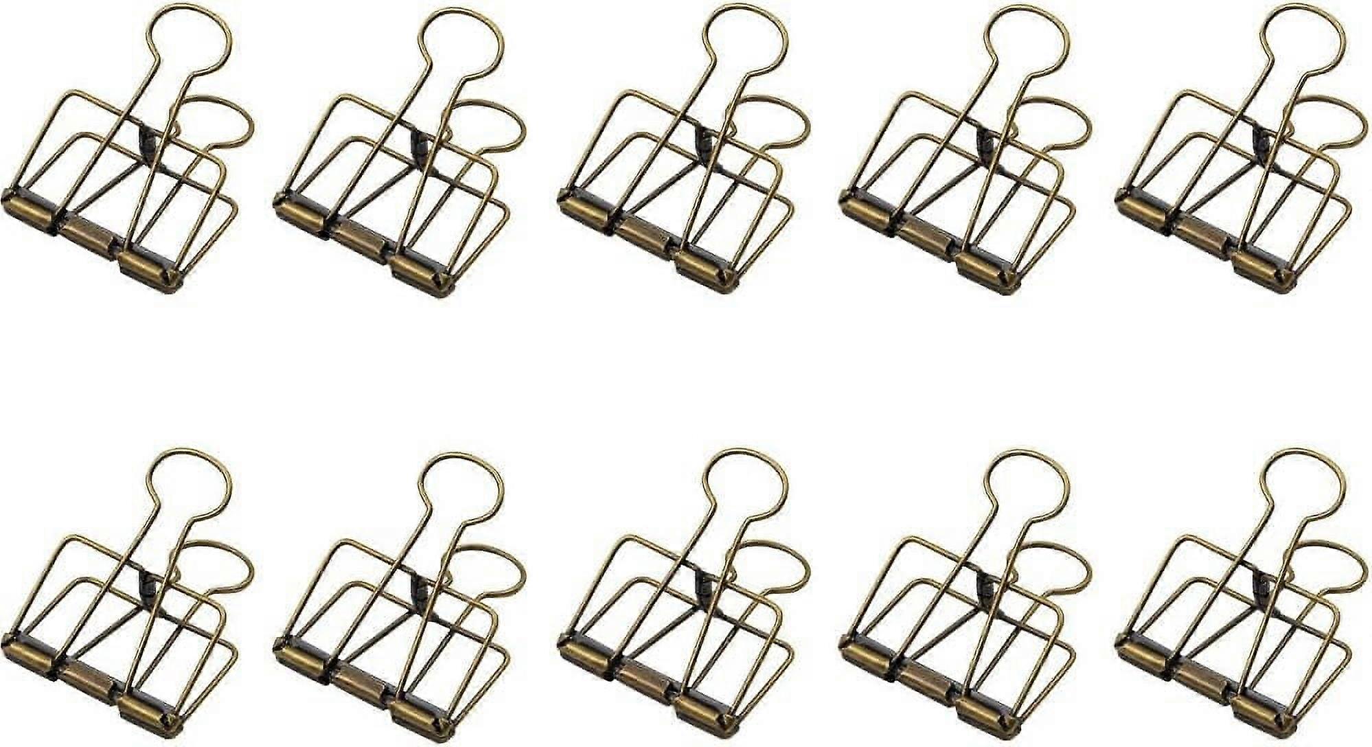 GardenHelper 10Pcs Retro Metal Hollow Out Binder Clip Invoice Bill Clip Decorative Paper Clips for Office Home School Use (Bronze, Medium)