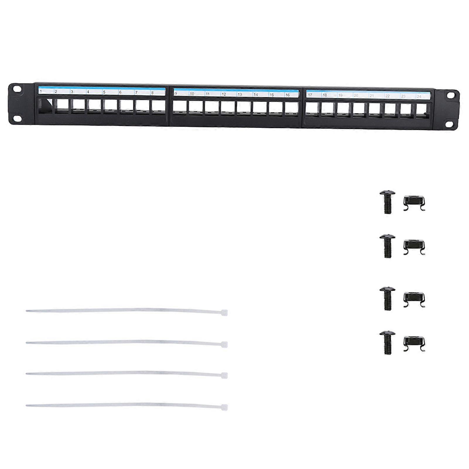 19Inch 24 Port Mountable Data Patch Panel CAT6 Network Cable Rack(Not Include Modules)