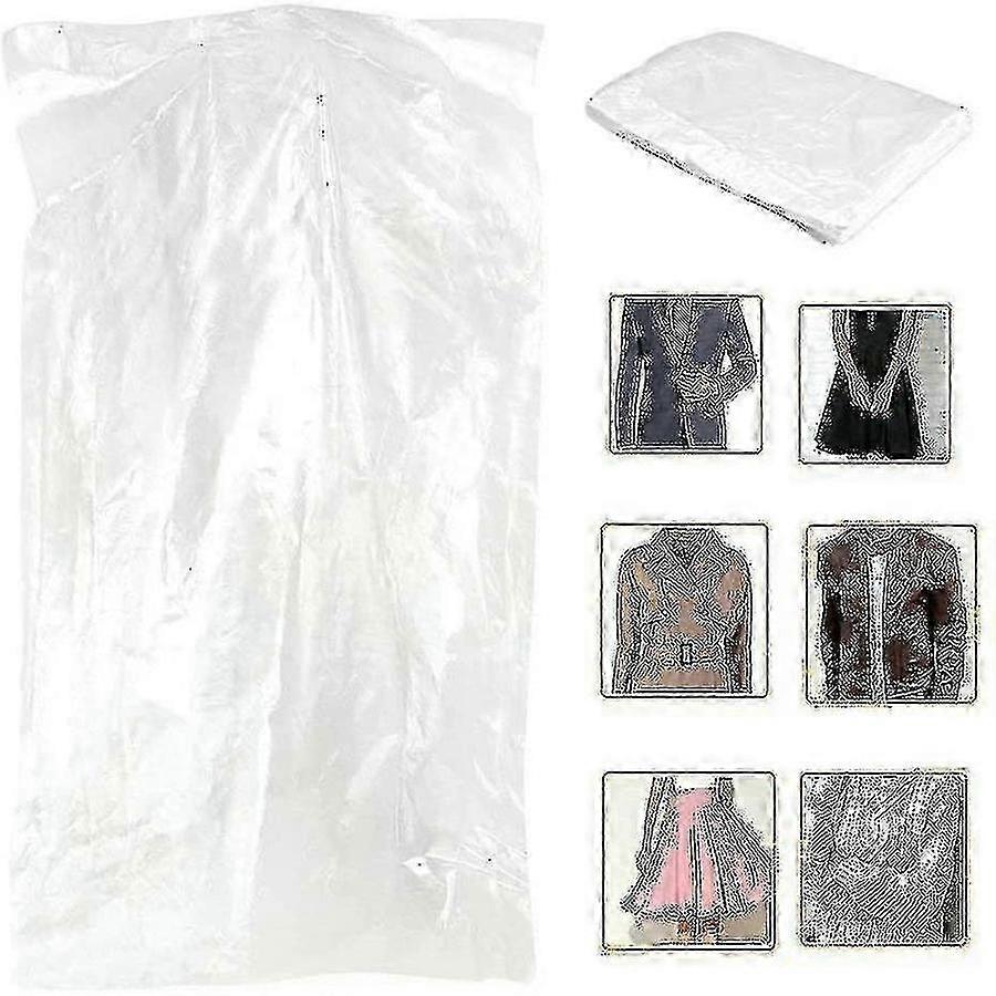 Pacote com 50 sacos transparentes para roupas à prova de poeira e capa para pendurar roupas