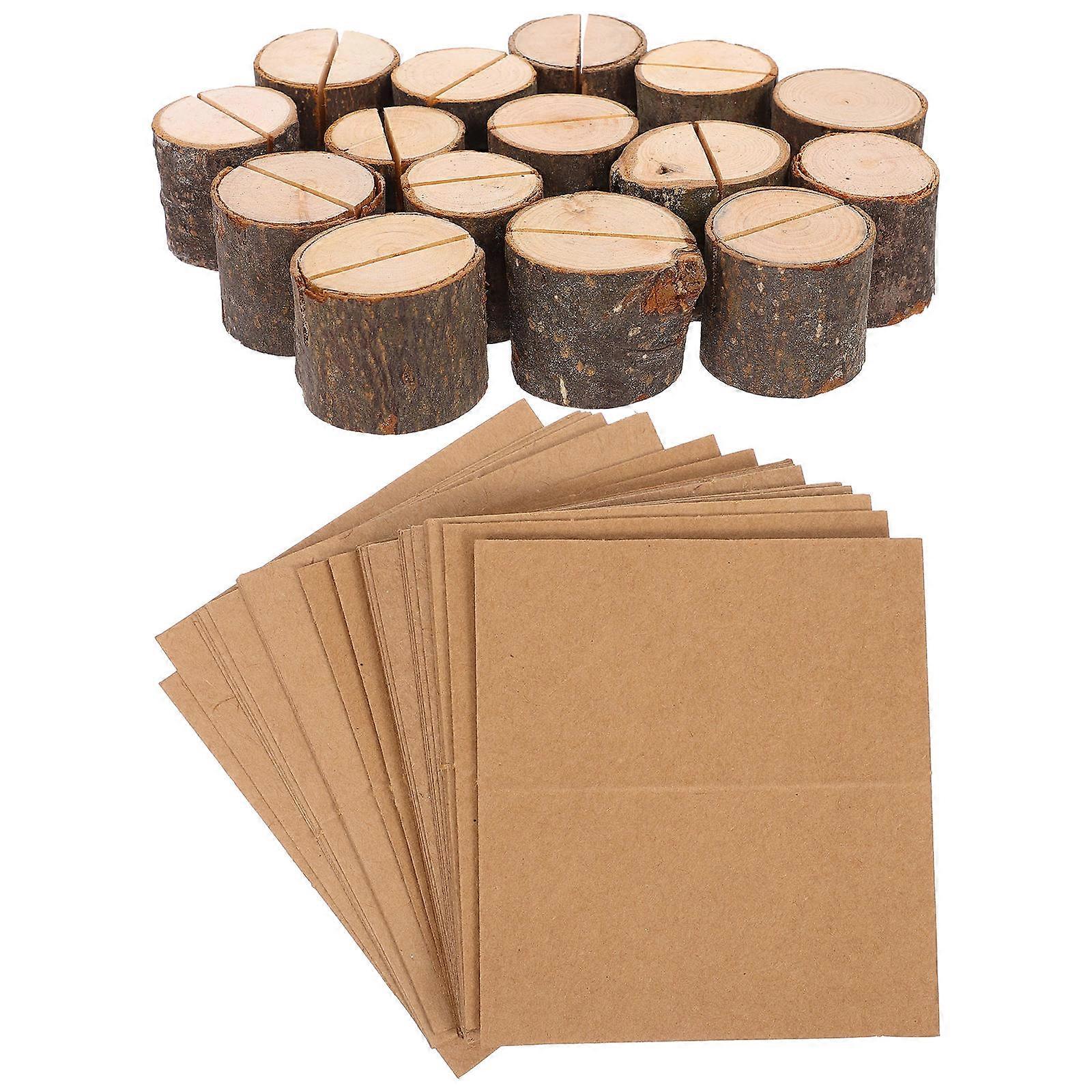 Rustic Wood Place Card Holders Table Number Stand 2Sets