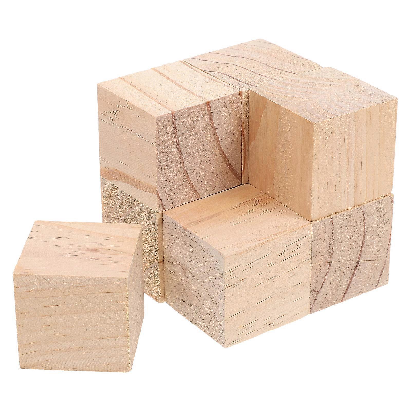 Natural Pine Wooden Blocks for DIY Crafting 24Pcs Unfinished Cubes