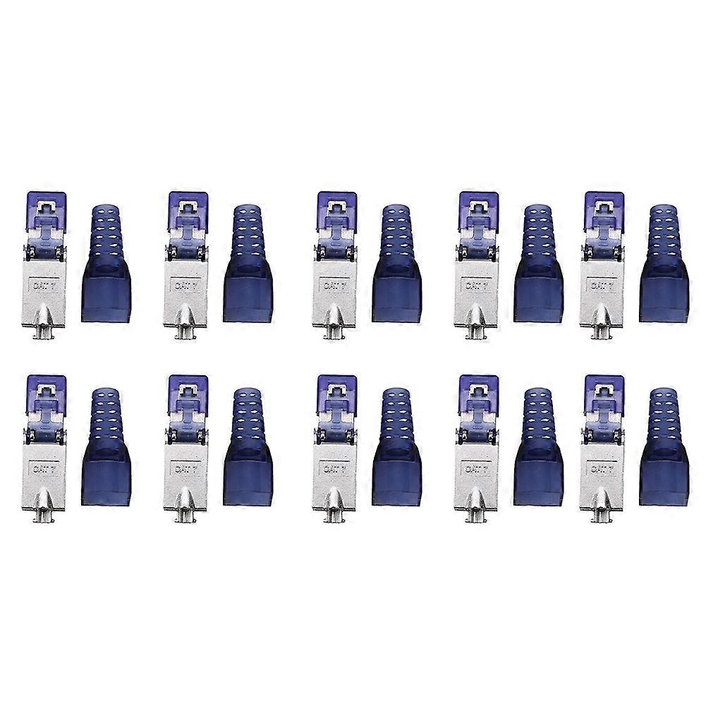 10Pcs CAT7 RJ45 Connector Plug Without Crimping Tool 23/24AWG Zinc Alloy Shielded Network Cable RJ45 Plug A