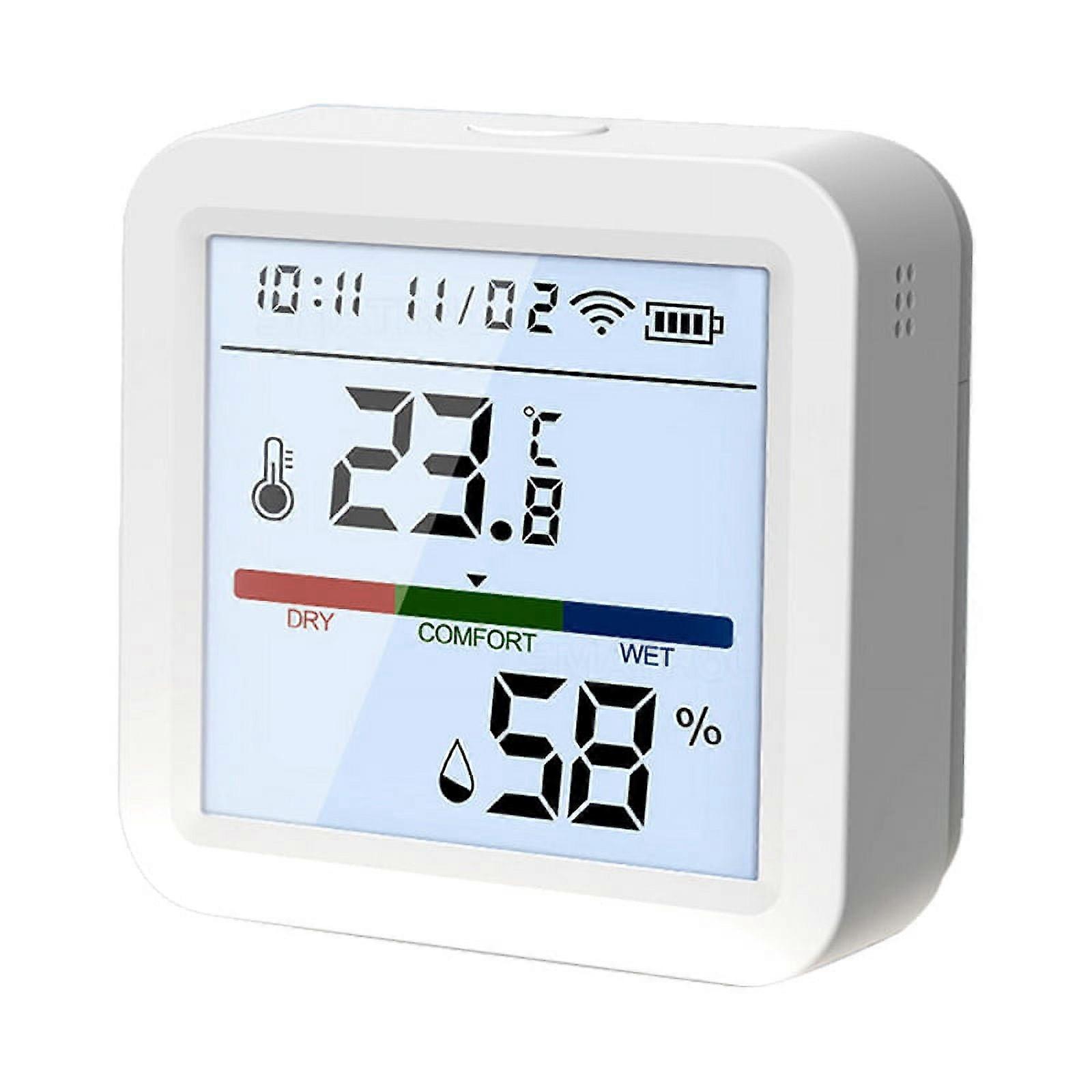 Smart WiFi Temperature and Humidity Sensor,Tuya Indoor Hygrometer Thermometer with LCD Display Backlight