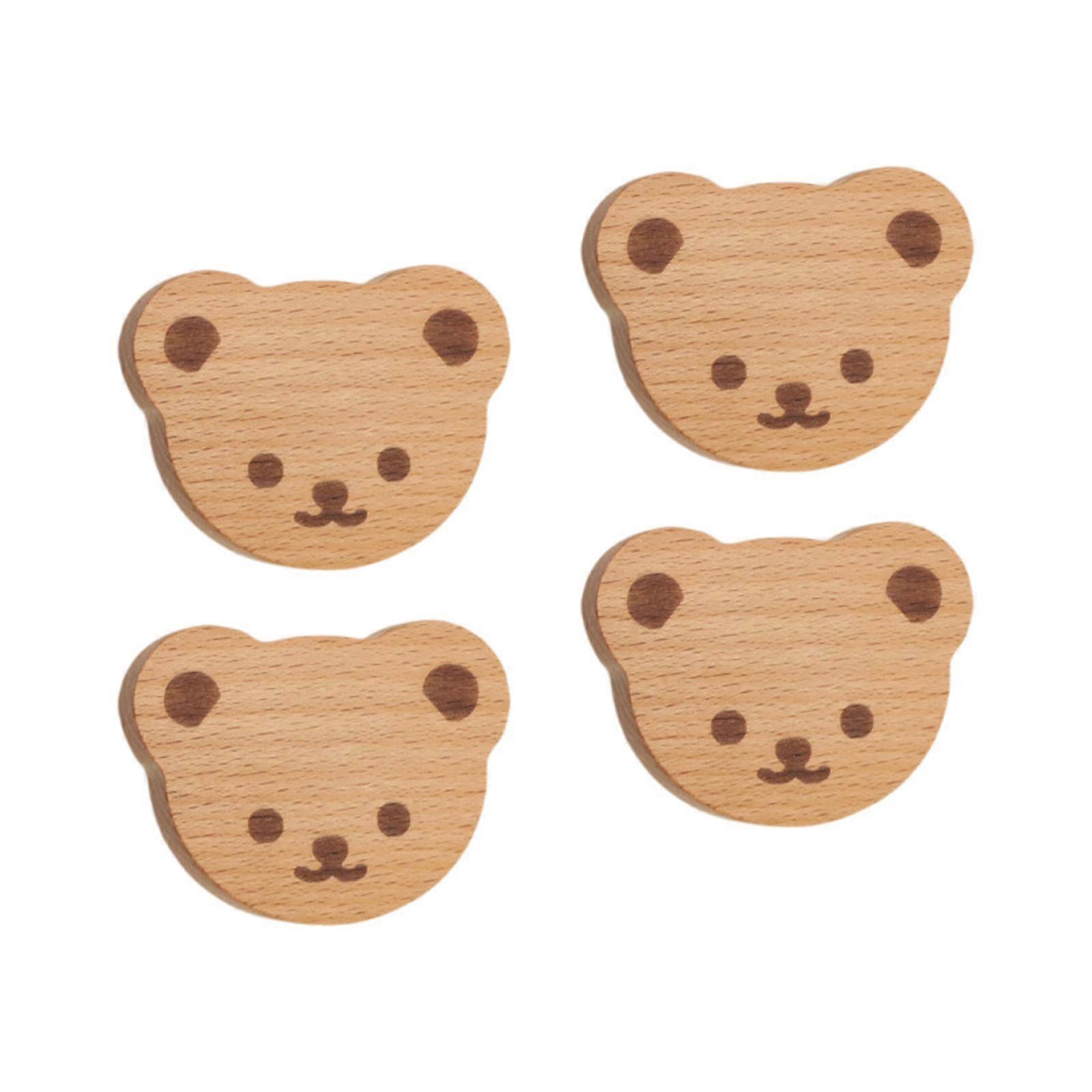 4 Pieces Dresser Pulls Boho Wooden Cabinet Knobs for Cupboard Drawer Nursery bear