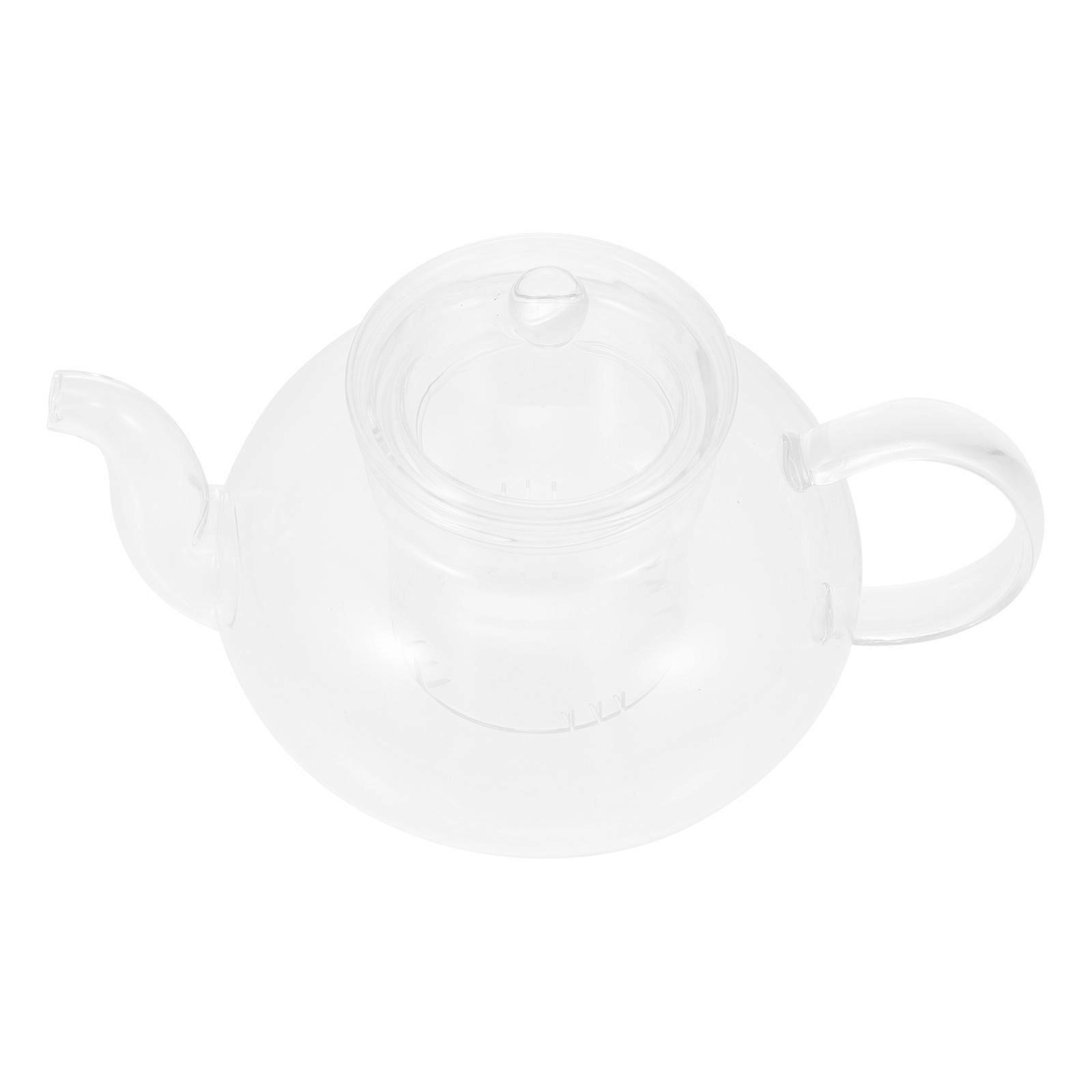 Household Transparent Tea Pot Glass with Infuser 3Pcs Heat-Resistant Design