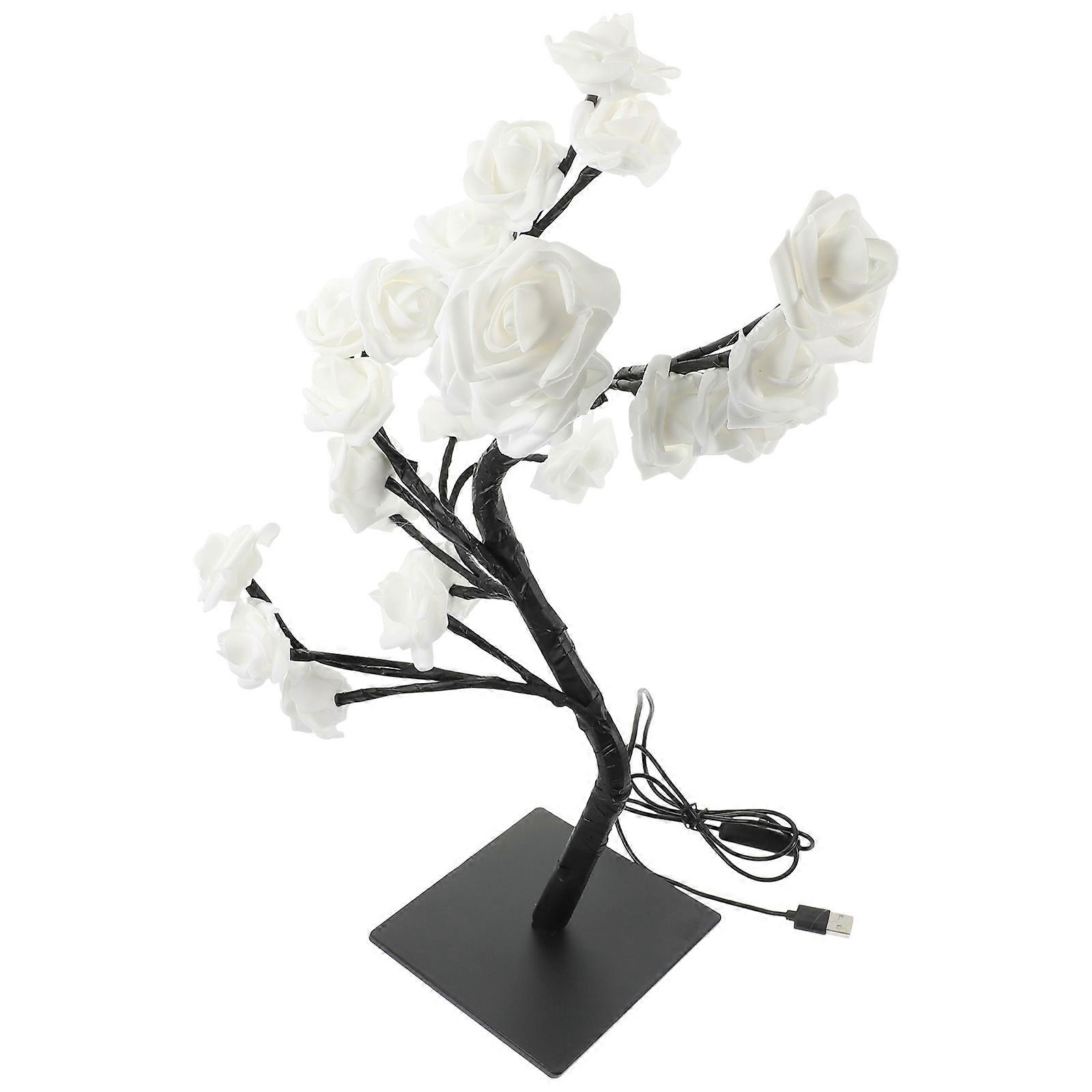 Rose Tree Lamp 4Pcs USB Powered Romantic Desk Lamp For Bedroom Small Lighted Rose Tree Decoration Energy Efficient Portable