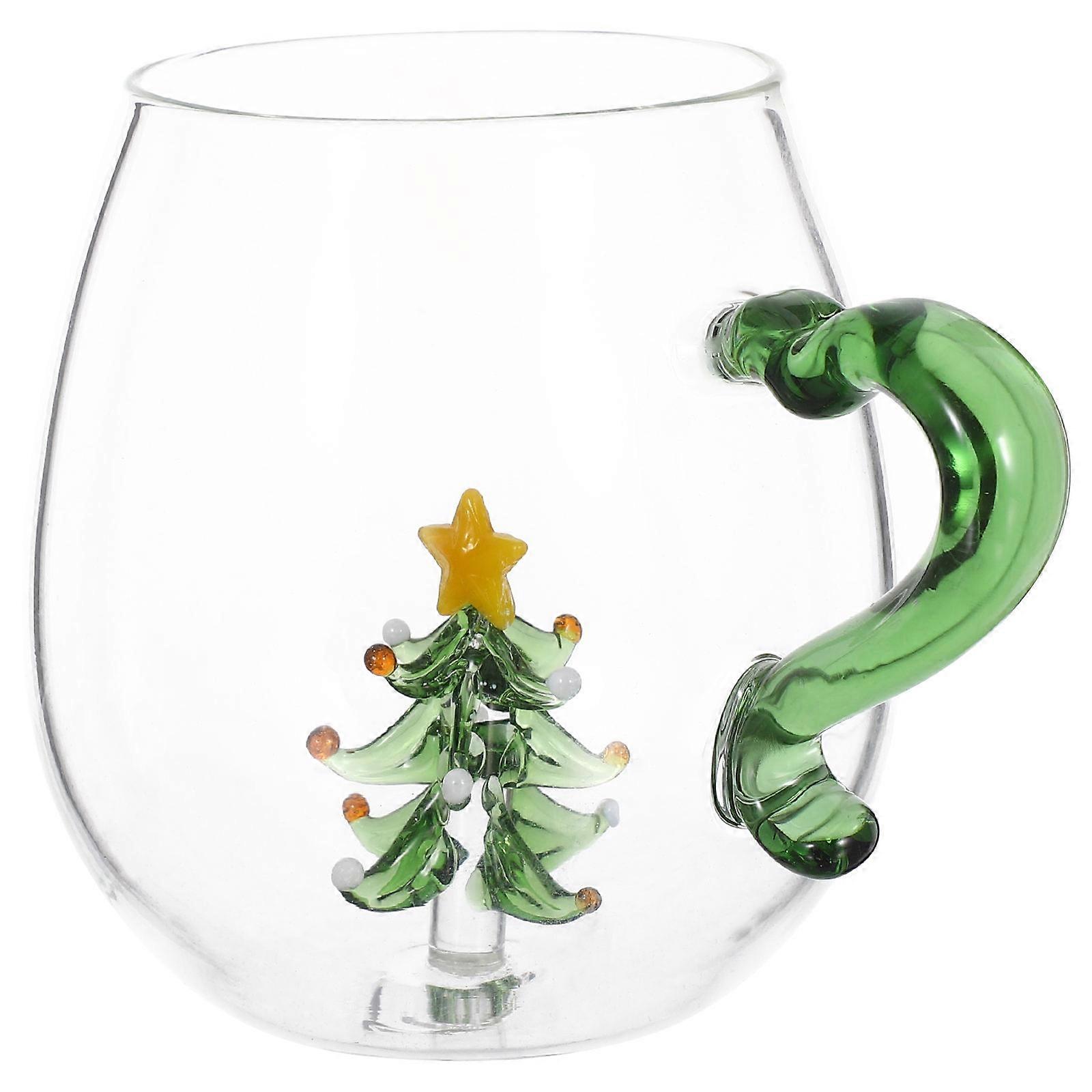 Christmas Tree Glass Mug Drinking Use 2Pcs Holiday Beverage Set