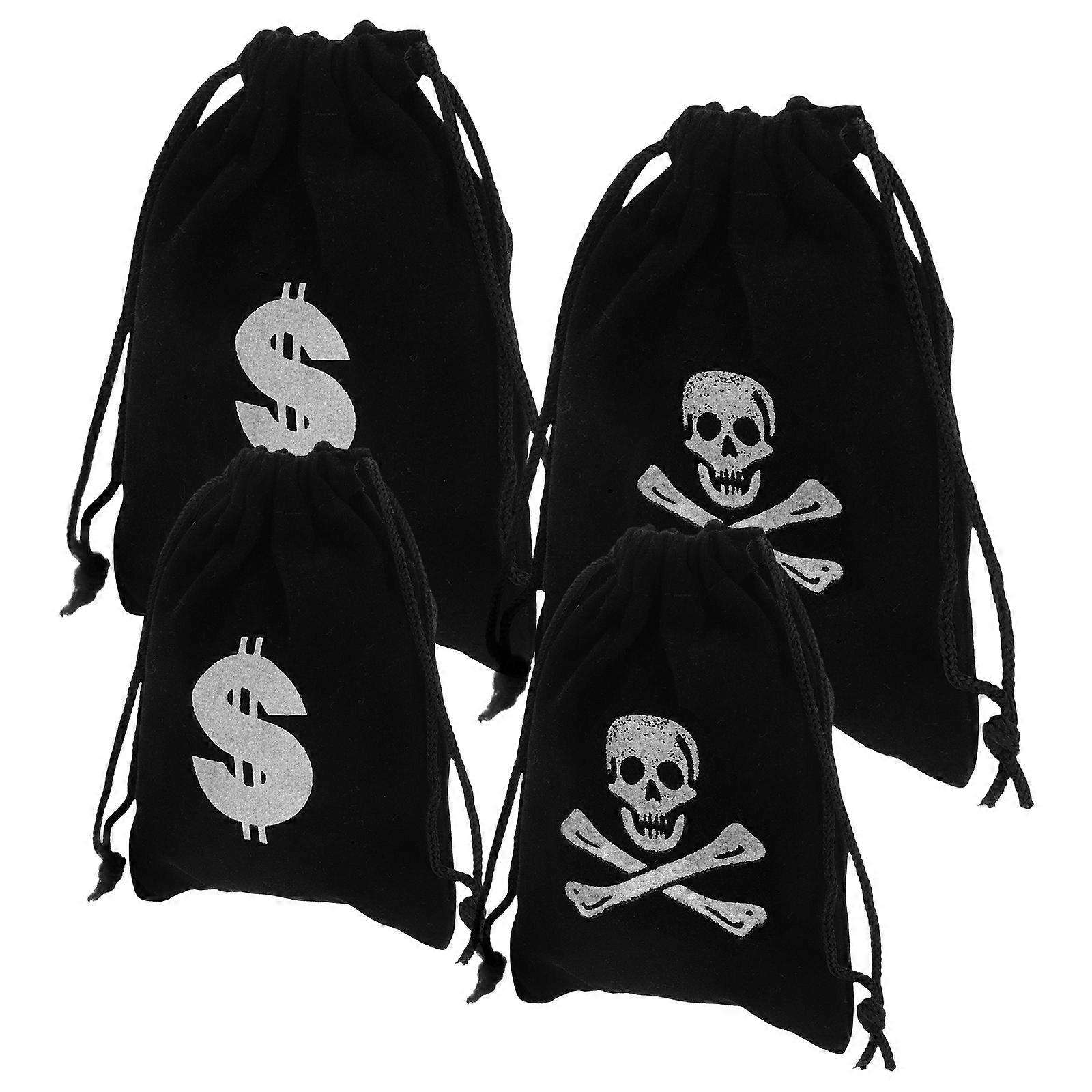 Black Pirate Treasure Pouch Drawstring Bag for Storage Use 20Pcs Cloth