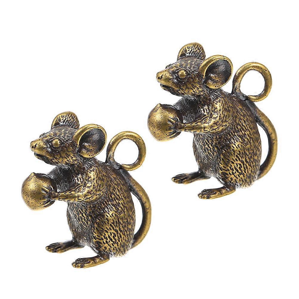 Delicate Rat Pendant Brass Mouse Sculpture for Keychain 4Pcs Ornament