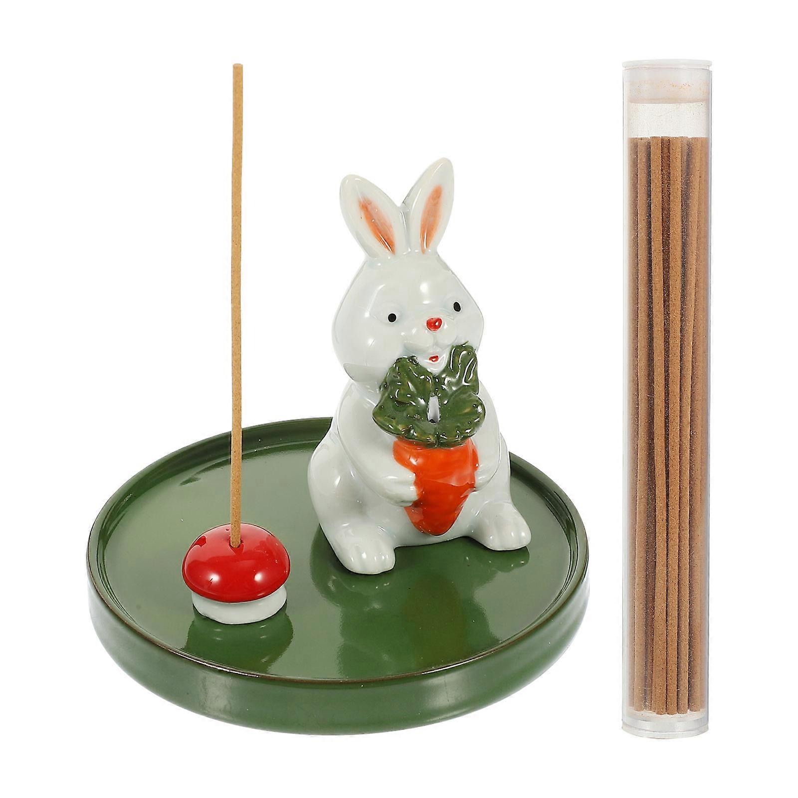 Delicate Incense Burner for Home Decor 3Sets Rabbit Shaped Ceramic