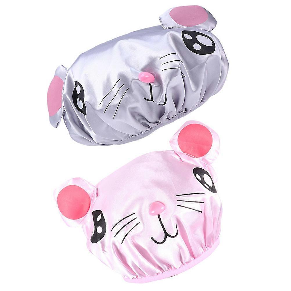 Kids Shower Cap Bath Supplies for Home Use 4Pcs Assorted Color Elastic Design